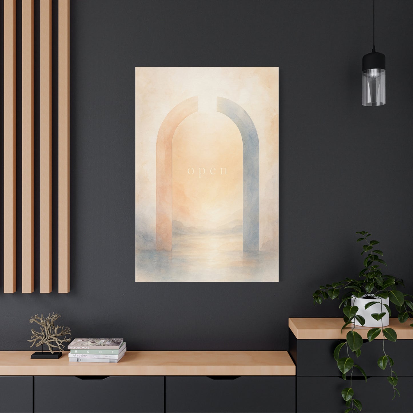"Open" Abstract Arch Canvas Wall Art - Minimalist Watercolor Neutral Wall Decor - Contemporary Pastel Home Decoration - Bedroom Living Room Accent, Meditation Space Office Art - Modern Farmhouse Style
