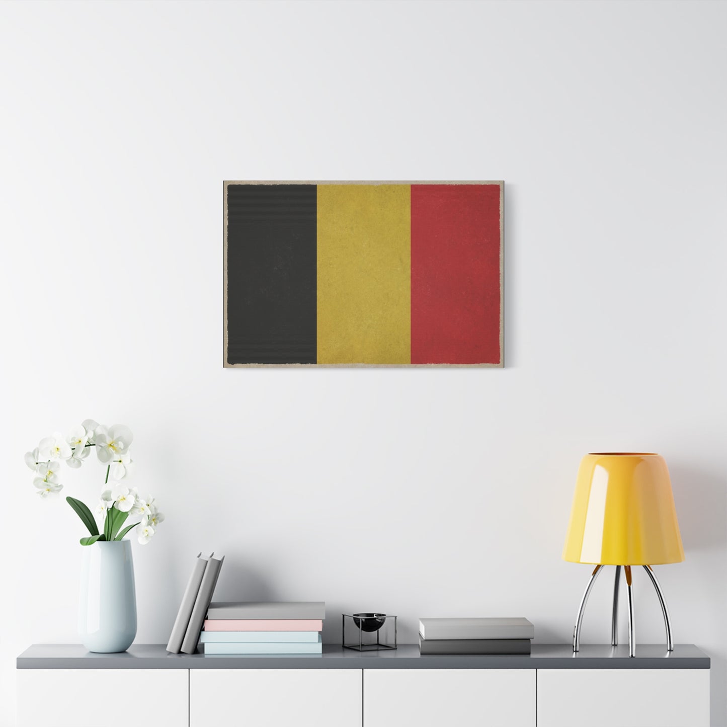 Belgium Flag Canvas Wall Art - Vintage Belgian Flag Print, Black Yellow Red Wall Decor - Rustic Patriotic Artwork - Living Room Home Decoration - Bedroom Home Decoration - Modern Farmhouse Style