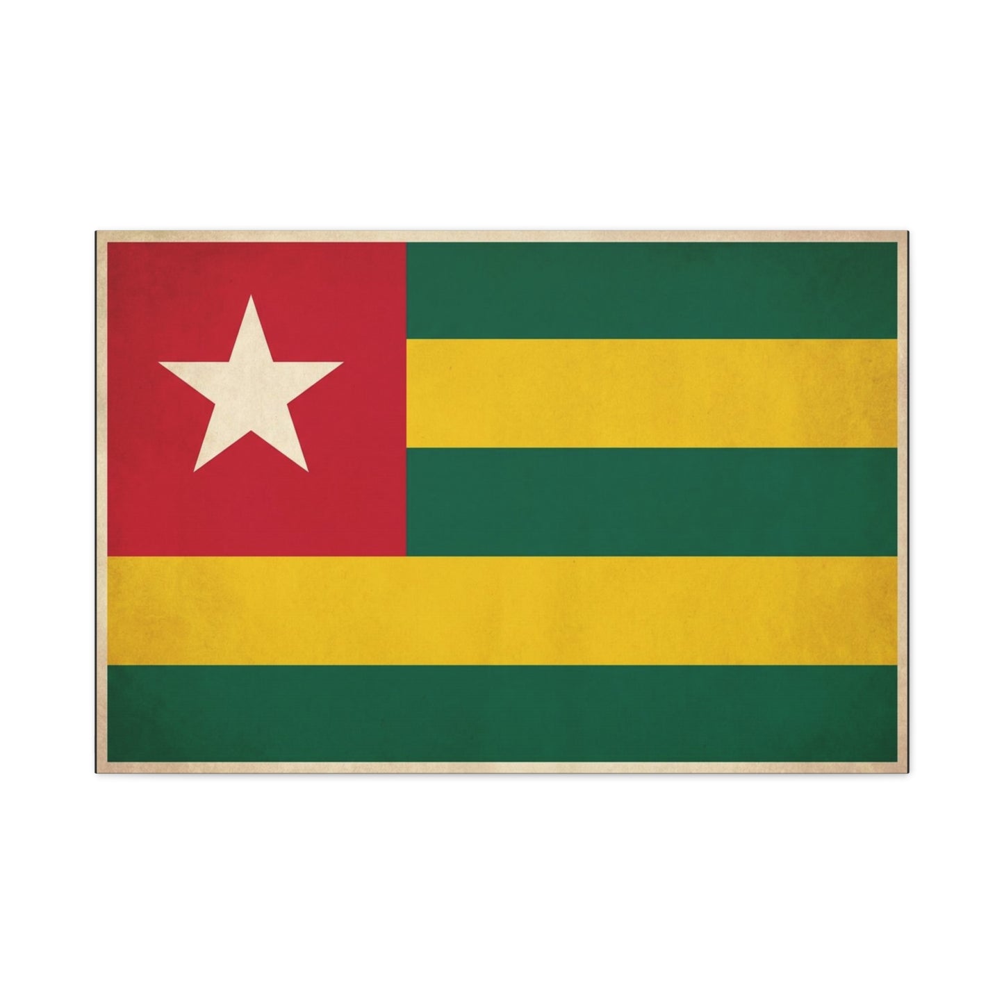 Togo Flag Canvas Wall Art - Vintage National Flag Print, Green Yellow Red Star Decor - Cultural Heritage Style - Living Room Wall Decor, Office Art - Bedroom Home Decoration - Bedroom Home Decoration