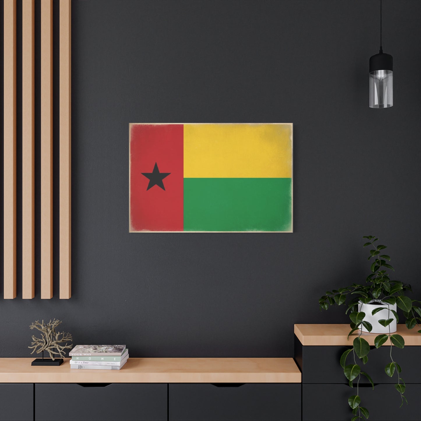 Guinea-Bissau Flag Canvas Wall Art - Vintage National Flag Print, Patriotic Heritage Decor - Matte Canvas Wall Hanging - Living Room Home Decoration - Bedroom Home Decoration - Modern Farmhouse Style
