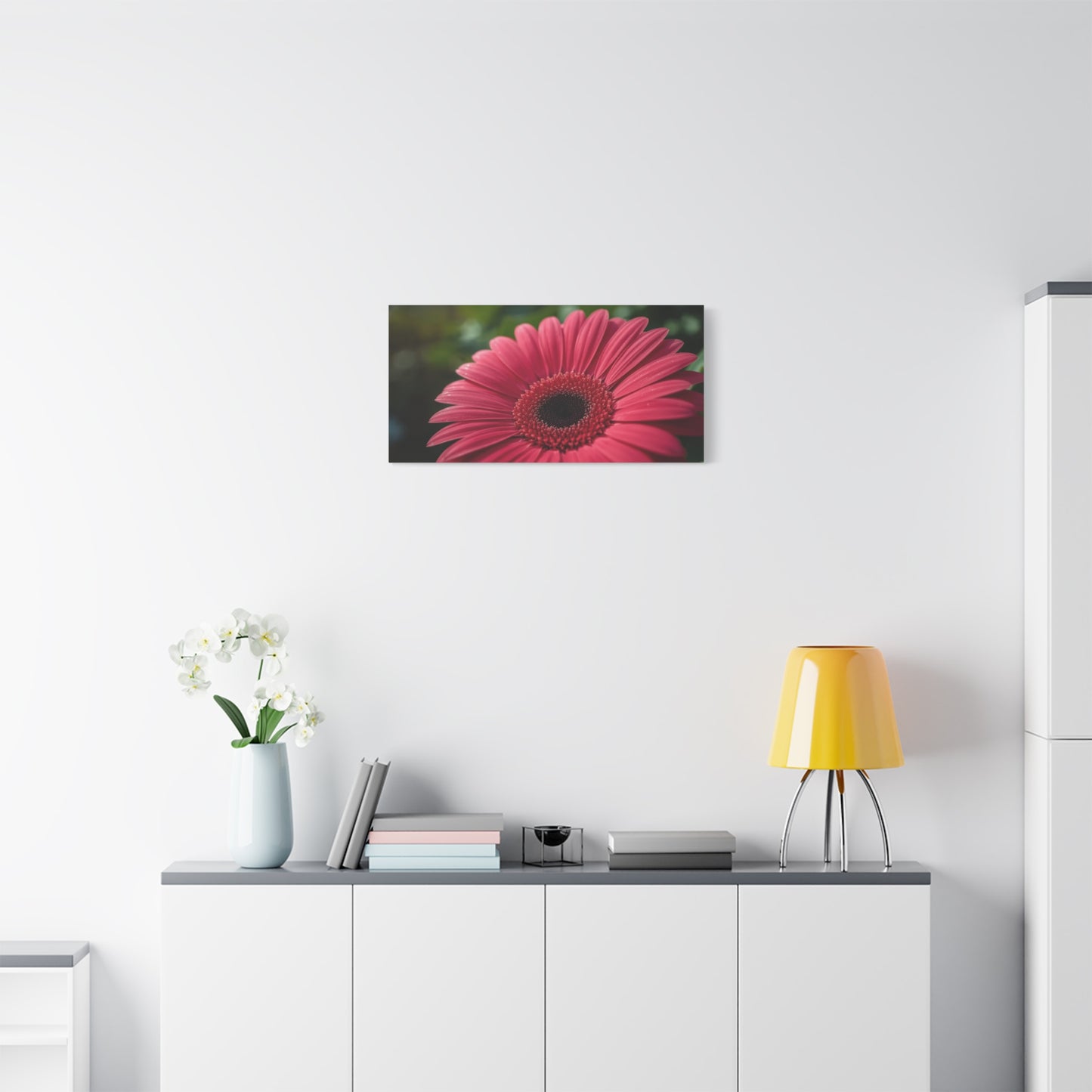 Pink Gerbera Daisy Canvas Wall Art - Floral Macro Art Print, Botanical Canvas Print - Modern Nature Home Decor, Bedroom Wall Hanging, Living Room Decoration, Office Accent - Bedroom Home Decoration