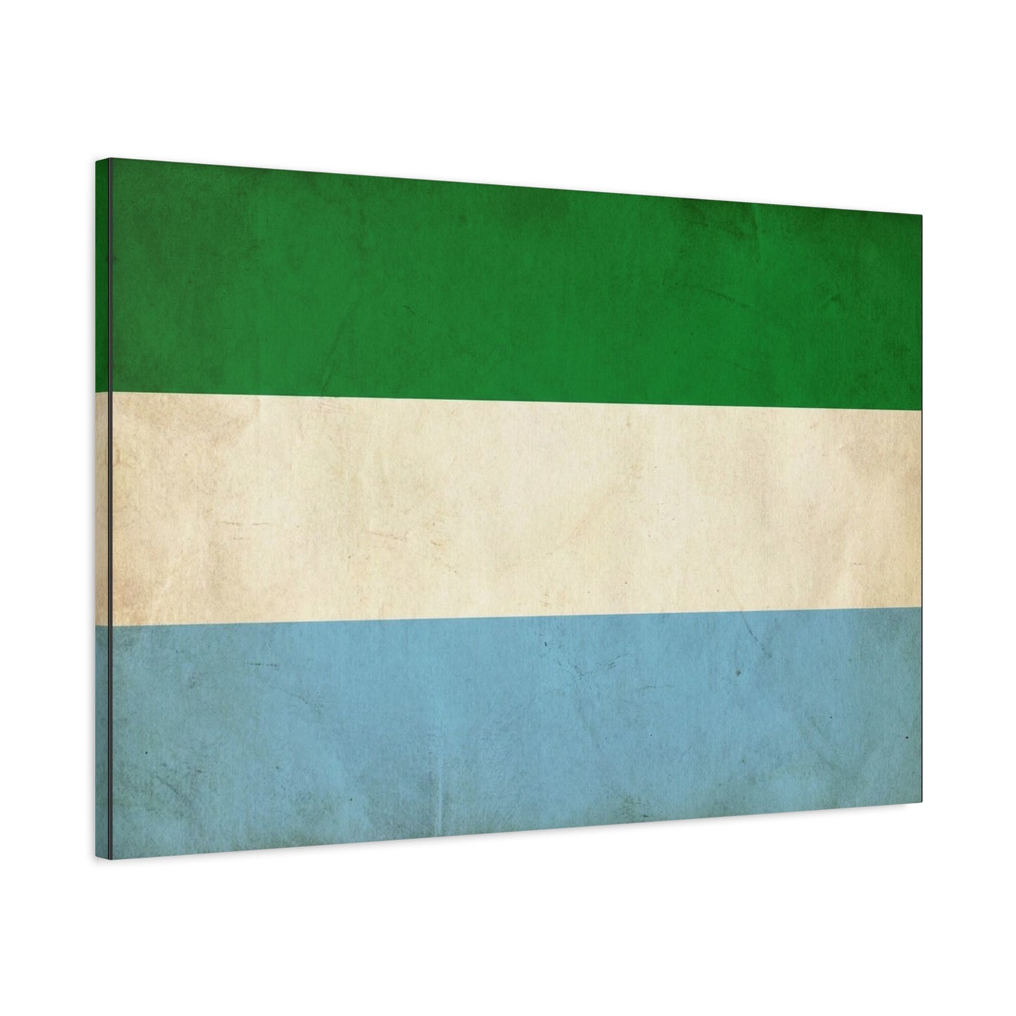 Sierra Leone Flag Canvas Wall Art - Vintage Tricolor National Print, Distressed Blue Green White Design - Minimalist Patriotic Decor - Living Room Wall Decor - Bedroom Home Decoration - Ready to Hang