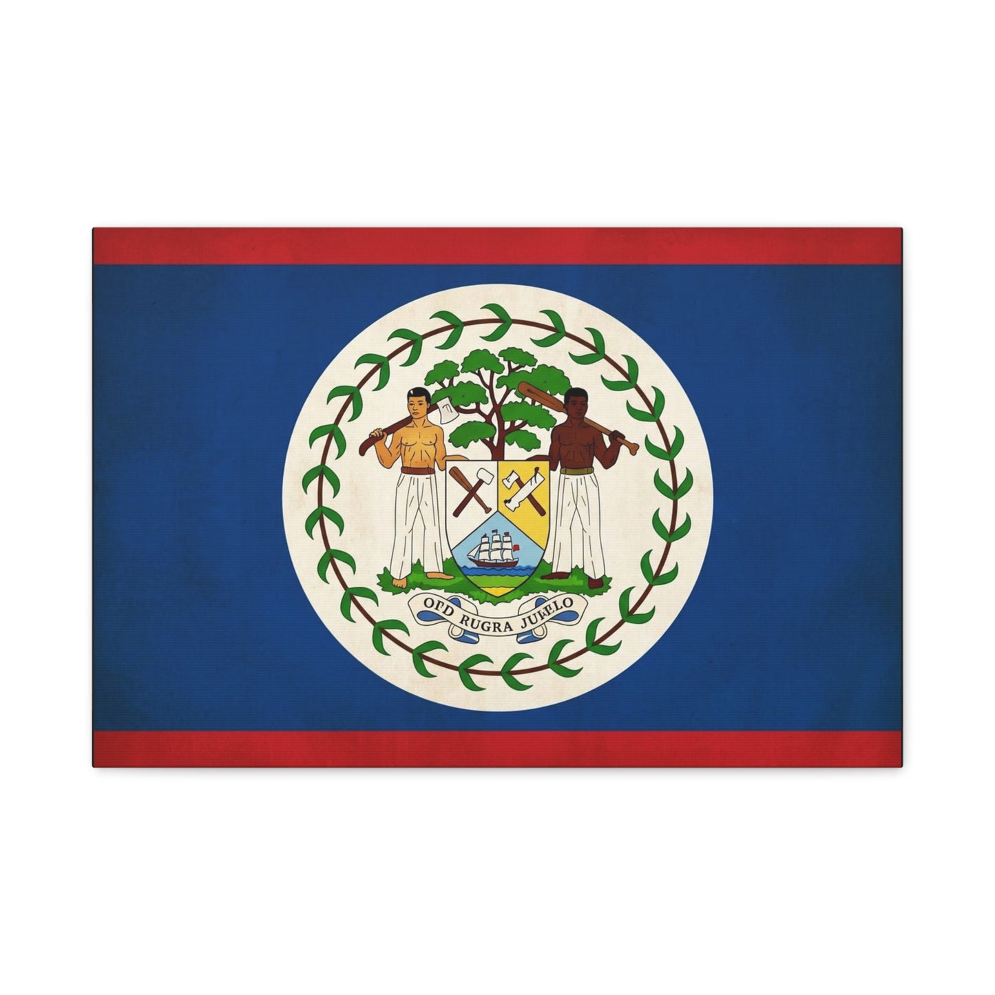 Belize Flag Canvas Wall Art - OTD RUGRA JUELO State Banner Print, Blue Red White Crest Design - Patriotic Traditional Decor - Living Room Home Decoration - Living Room Wall Decor - Ready to Hang