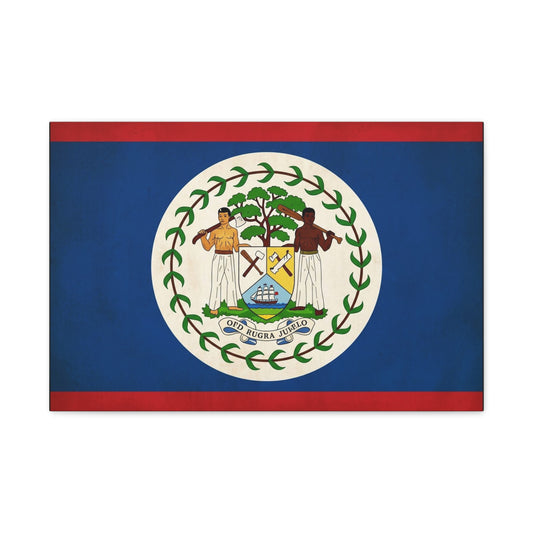 Belize Flag Canvas Wall Art - OTD RUGRA JUELO State Banner Print, Blue Red White Crest Design - Patriotic Traditional Decor - Living Room Home Decoration - Living Room Wall Decor - Ready to Hang