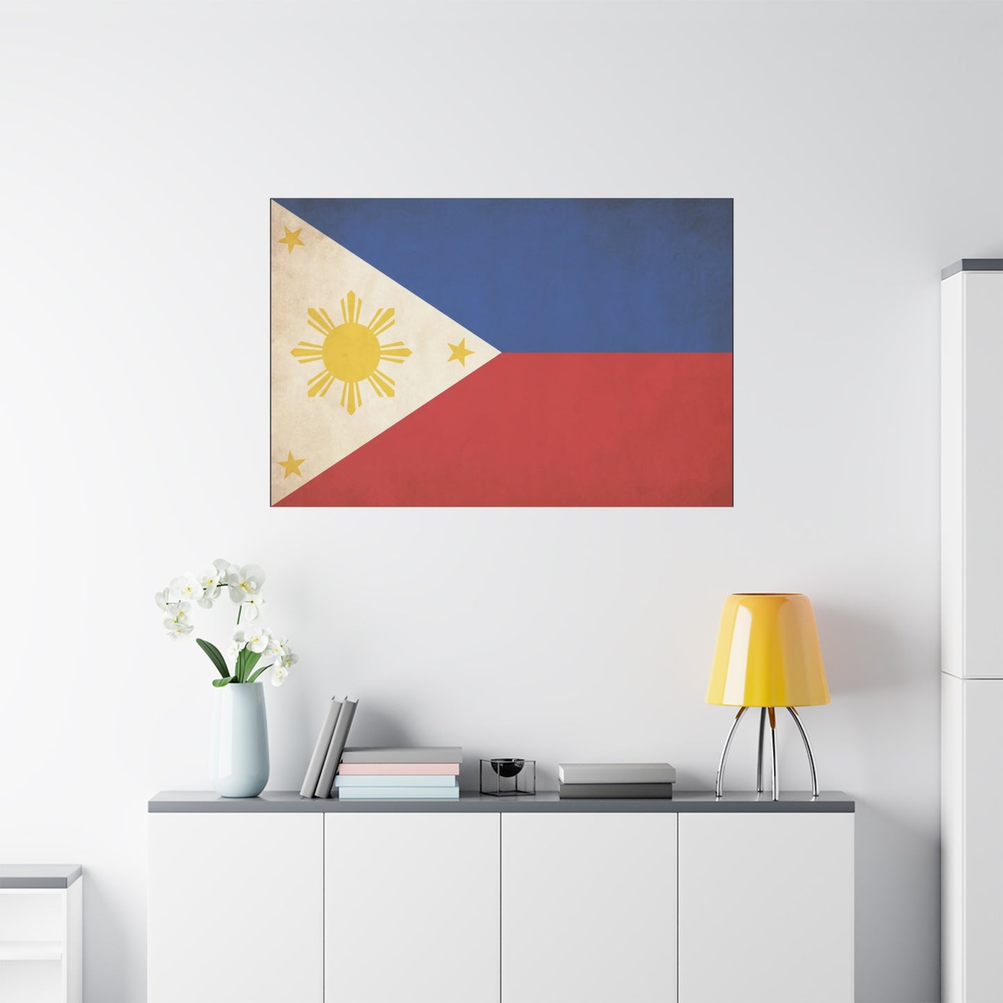 Philippines Flag Canvas Wall Art - Vintage Filipino Pride Decor, Sun And Three Stars Print - Traditional Patriotic Style - Living Room Wall Decor, Bedroom Home Decoration - Bedroom Home Decoration