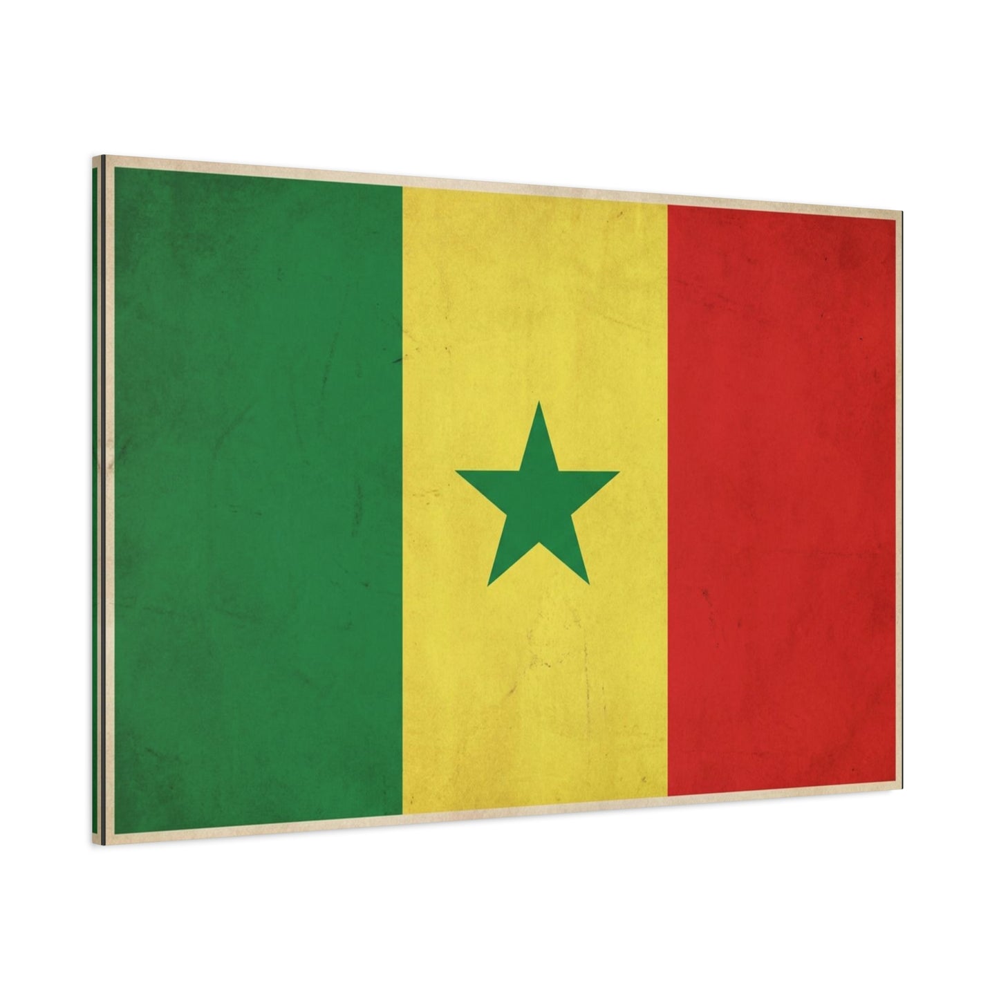 Senegal Flag Canvas Wall Art - Vintage National Pride Decor, Green Yellow Red Star Print - Cultural Heritage Style, Living Room Wall Decor, Bedroom Home Decoration - Ready to Hang - Ready to Hang
