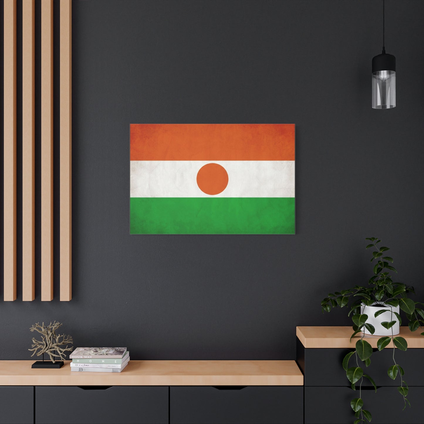 Niger Flag Canvas Wall Art - Orange White Green Tricolor With Central Sun Disc - Minimalist Patriotic Print - Living Room Wall Decor
