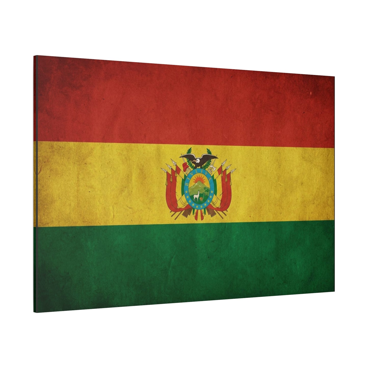 Bolivia Flag Canvas Wall Art - Vintage Bolivian Tricolor With Coat Of Arms - Distressed Patriotic Print, Cultural Decor, Living Room Wall Decor - Bedroom Home Decoration - Bedroom Home Decoration