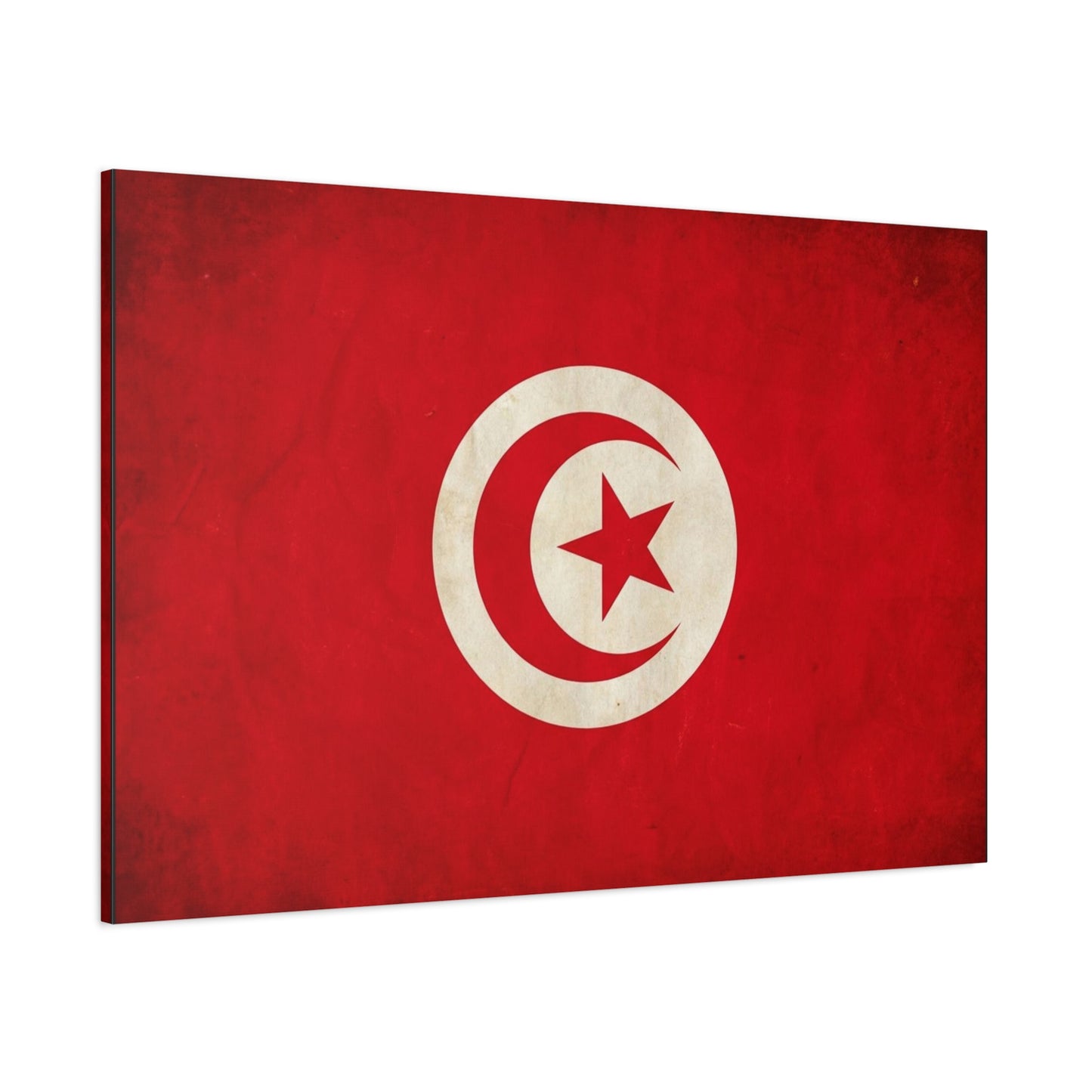 Tunisia Flag Canvas Wall Art - Vintage Red Crescent Star Print, Patriotic Country Decor - Matte Cotton Artwork - Living Room Wall Decor - Bedroom Home Decoration - Bedroom Home Decoration
