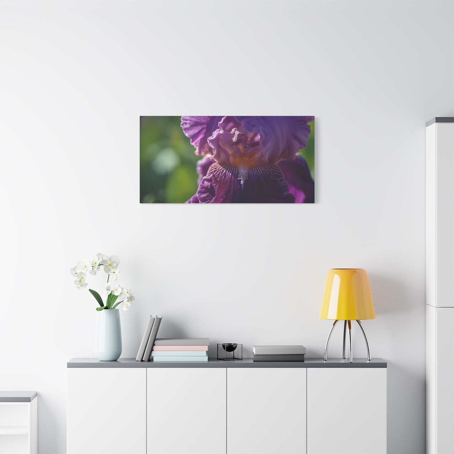 Purple Iris Canvas Wall Art - Floral Macro Art Print, Botanical Canvas Print - Soft Matte Cotton Detail, Contemporary Style - Bedroom Wall Decor, Living Room Home Accent - Bedroom Home Decoration