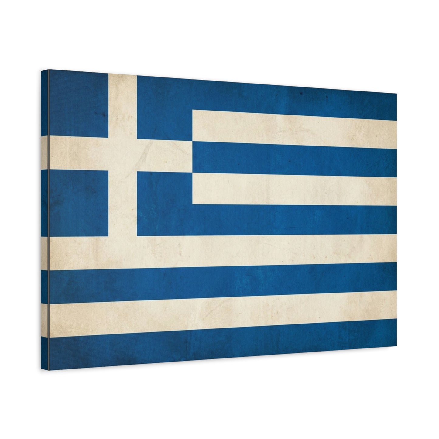 Greek Flag Canvas Wall Art - Vintage Greece National Banner Print, Blue And White Hellenic Stripe Design - Rustic Patriotic Decor - Living Room Wall Decor - Bedroom Home Decoration - Ready to Hang