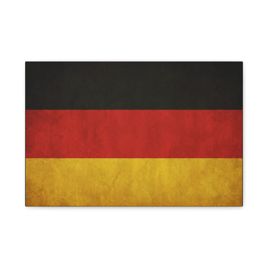 German Flag Canvas Wall Art - Vintage Germany Pride Decor, Black Red Gold Horizontal Banner Print - Rustic Textured Style, Living Room Wall Decor, Office Art - Bedroom Home Decoration - Ready to Hang