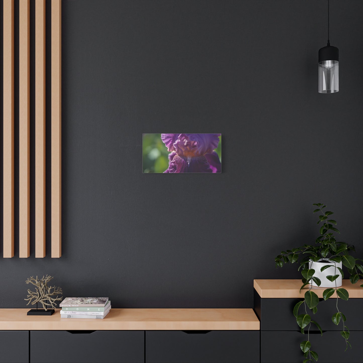 Purple Iris Canvas Wall Art - Floral Macro Art Print, Botanical Canvas Print - Soft Matte Cotton Detail, Contemporary Style - Bedroom Wall Decor, Living Room Home Accent - Bedroom Home Decoration