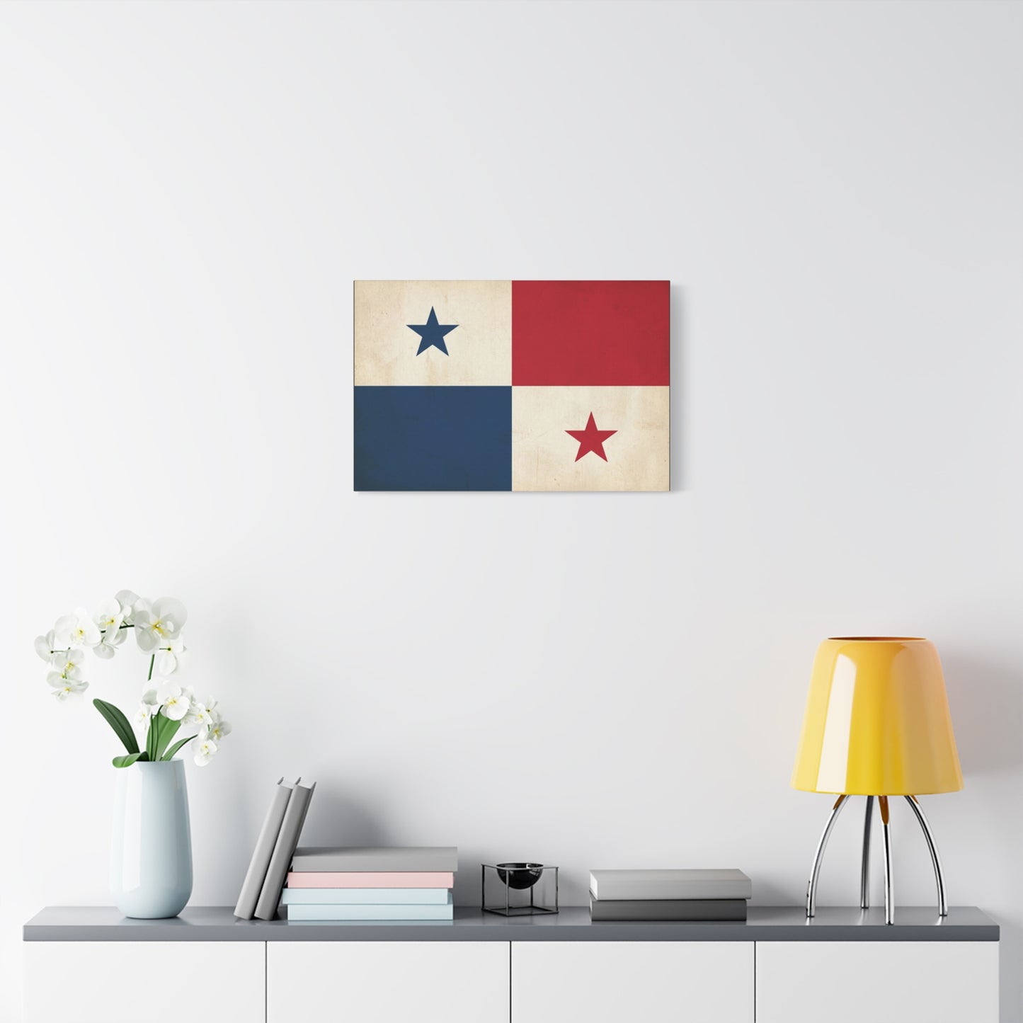 Panama Flag Canvas Wall Art - Vintage Republic Banner Print, Patriotic Red White Blue Star Design - Traditional Style Wall Decor - Living Room Home Decoration, Office Accent - Bedroom Home Decoration