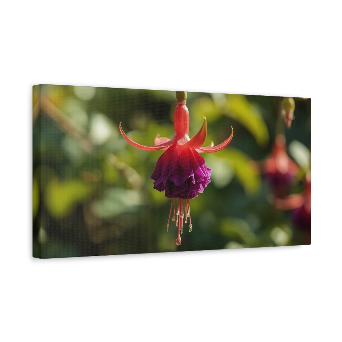 Fuchsia Flower Canvas Wall Art - Botanical Macro Art Print, Red Purple Bloom - Matte Cotton Art Print - Contemporary Nature Style - Bedroom Wall Decor, Spa Room Accent - Bedroom Home Decoration