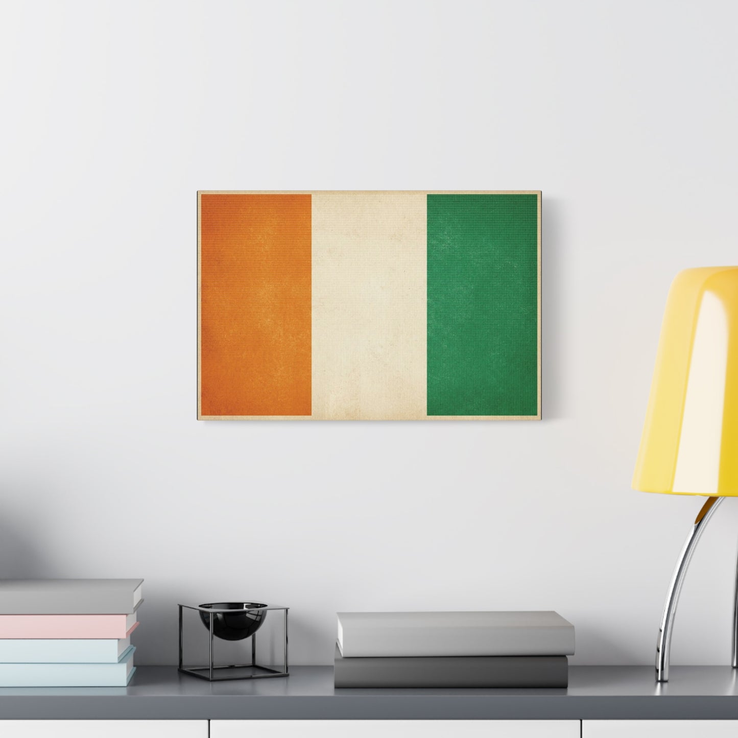 Irish Flag Canvas Wall Art - Vintage Tricolor Ireland Print, Green White Orange Decor - Minimalist Patriotic Artwork - Living Room Wall Decor, Bedroom Home Decoration - Bedroom Home Decoration