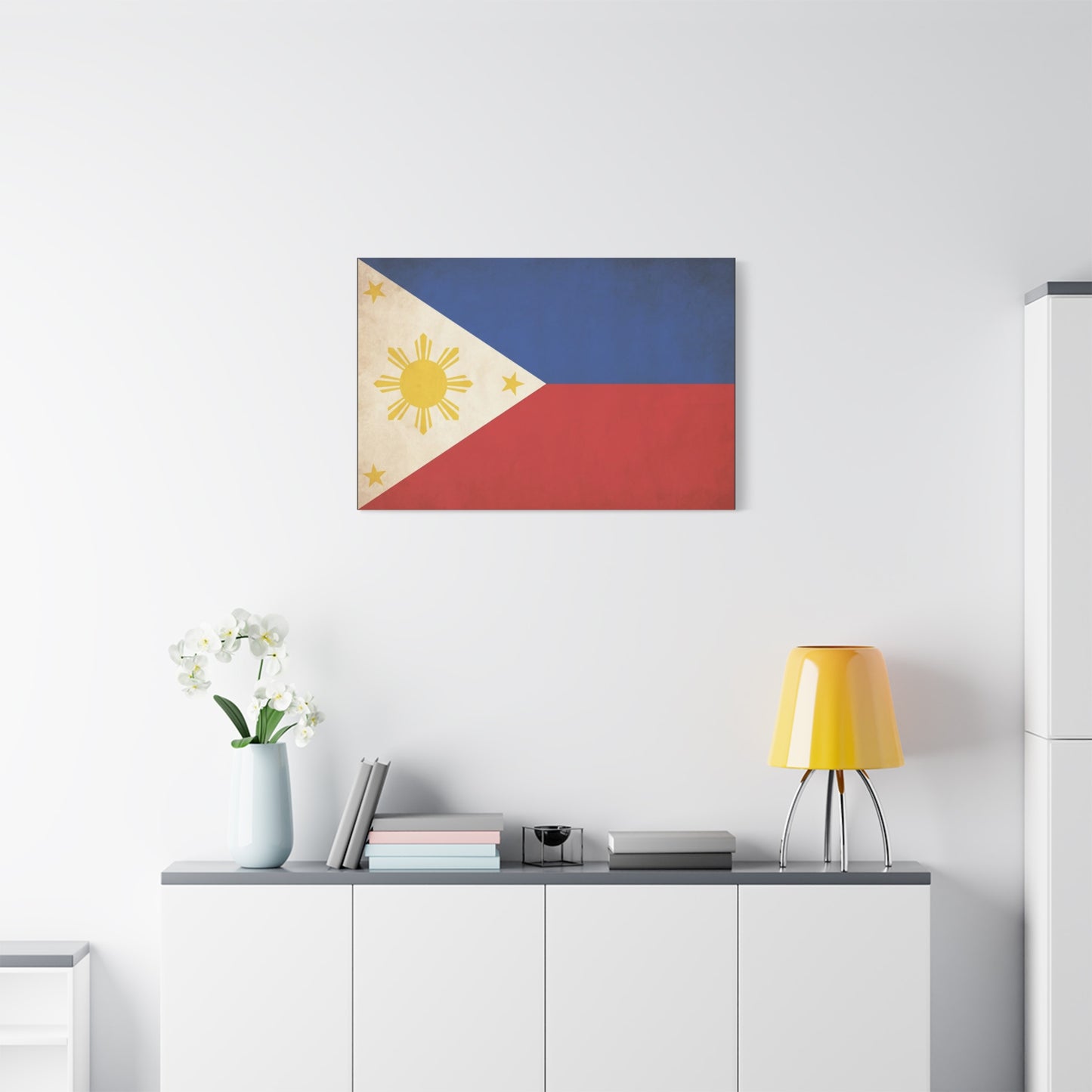 Philippines Flag Canvas Wall Art - Vintage Filipino Pride Decor, Sun And Three Stars Print - Traditional Patriotic Style - Living Room Wall Decor, Bedroom Home Decoration - Bedroom Home Decoration