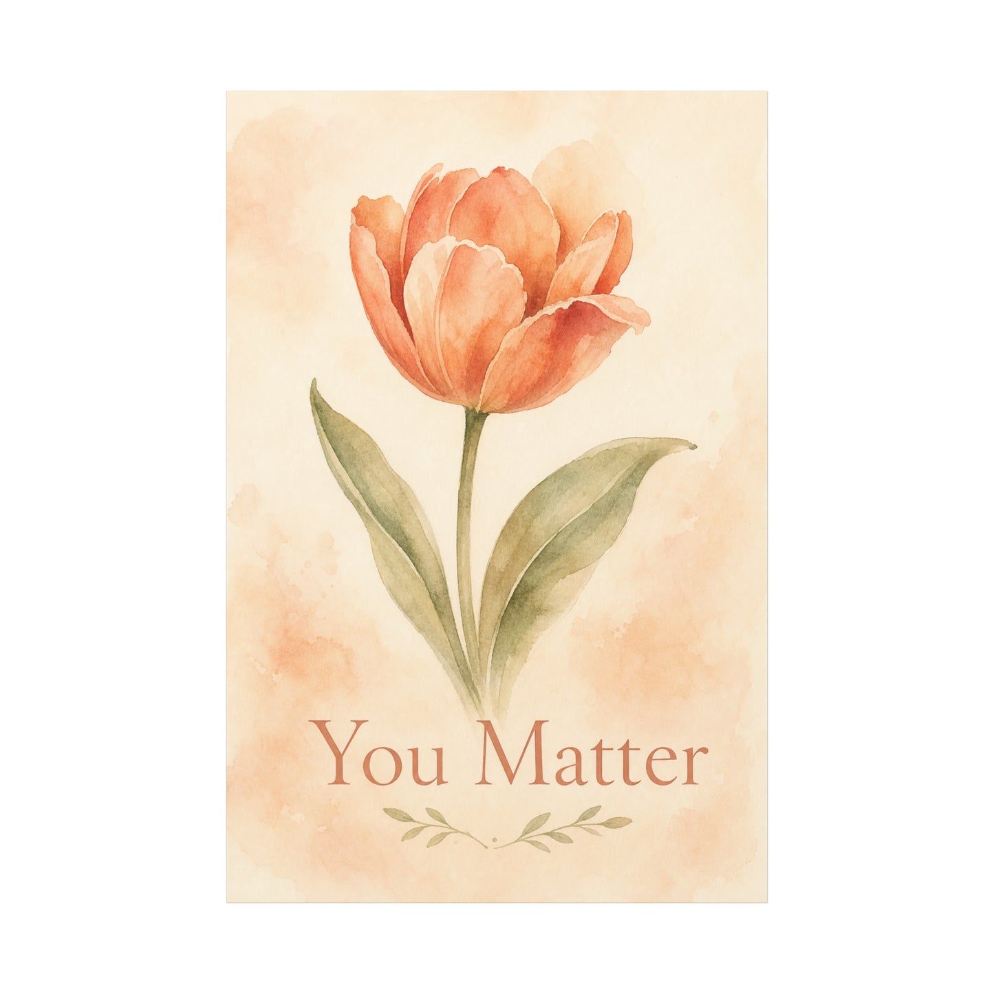 "You Matter" Tulip Canvas Wall Art - Watercolor Floral Inspirational Print - Soft Peach Botanical Home Decor - Bedroom Wall Hanging, Living Room Decoration - Bedroom Home Decoration - Ready to Hang