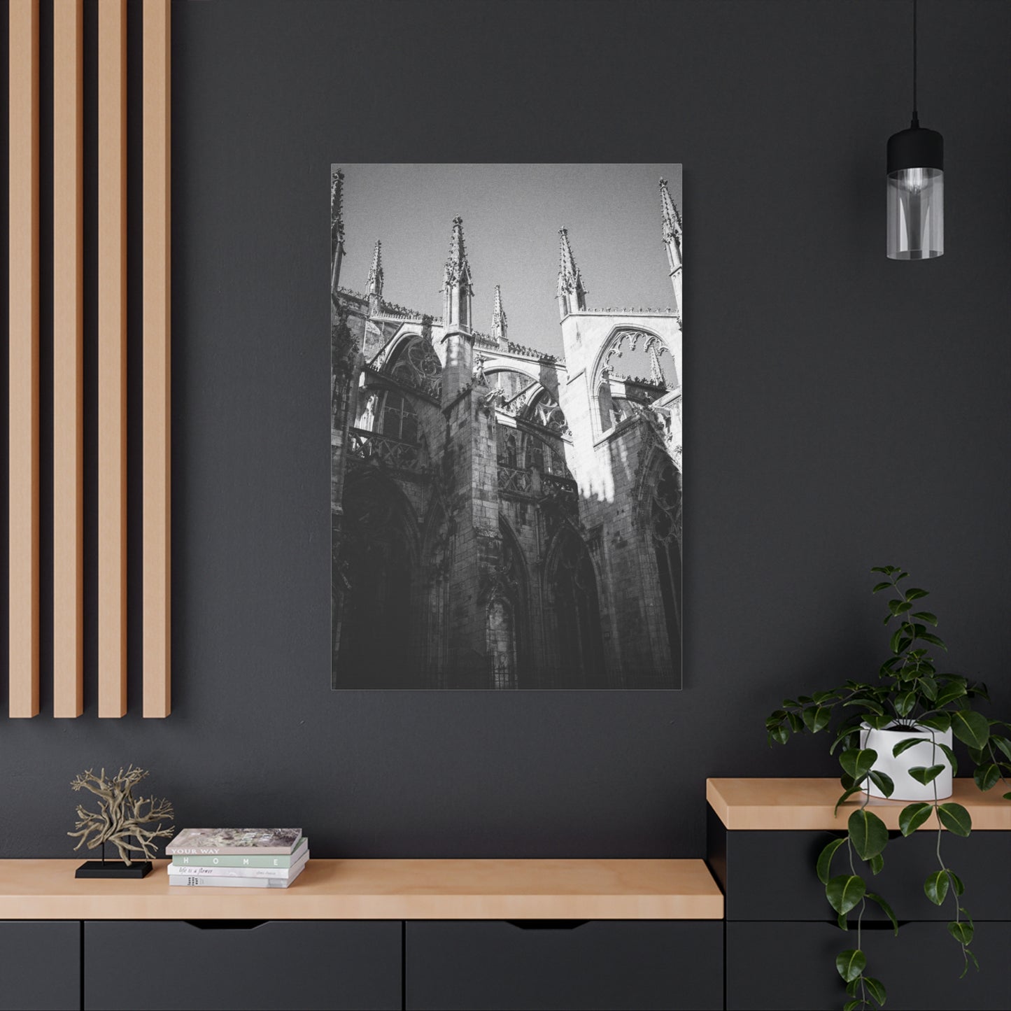 Gothic Cathedral Architecture Canvas Wall Art - Black And White Art Print - Vintage Stone Arches, Spires - Moody Traditional Style - Living Room Wall Decor Office Art - Modern Farmhouse Style