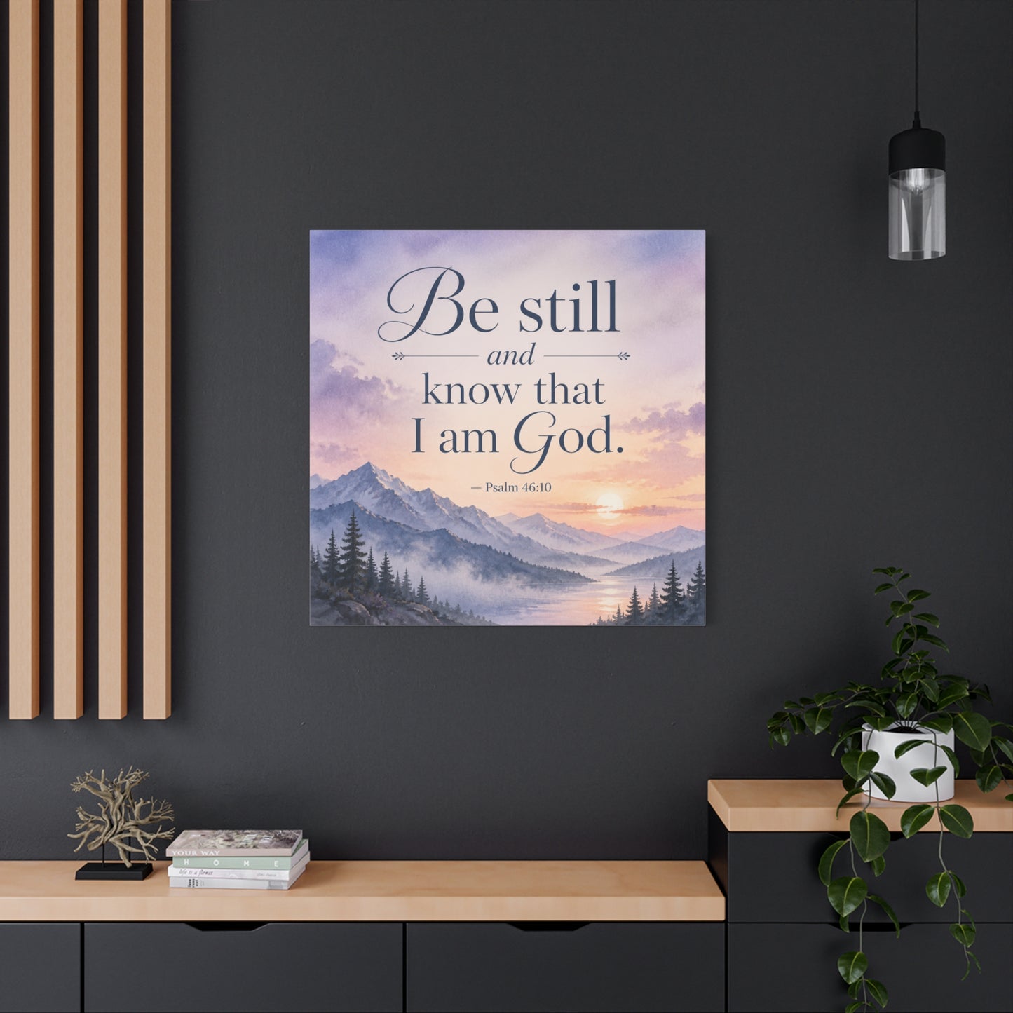 "Be Still And Know That I Am God. - Psalm 46:10" Scripture Canvas Wall Art - Mountain Sunrise Bible Verse Decor - Traditional Christian Home Accent - Bedroom Living Room Decoration - Office Wall Art