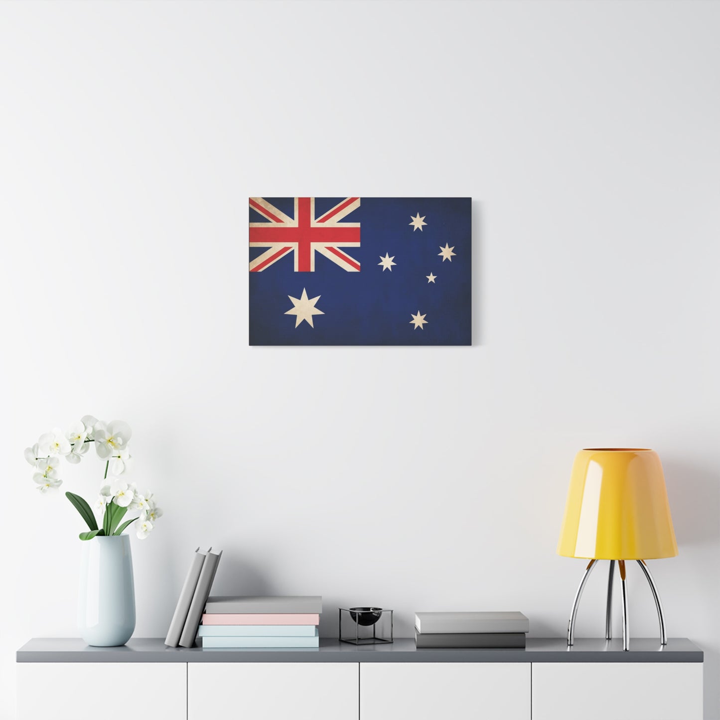 Australian Flag Canvas Wall Art - Vintage Nation Pride Decor, Blue Southern Cross Print, Patriotic Typography Style, Living Room Wall Decor - Bedroom Home Decoration - Bedroom Home Decoration