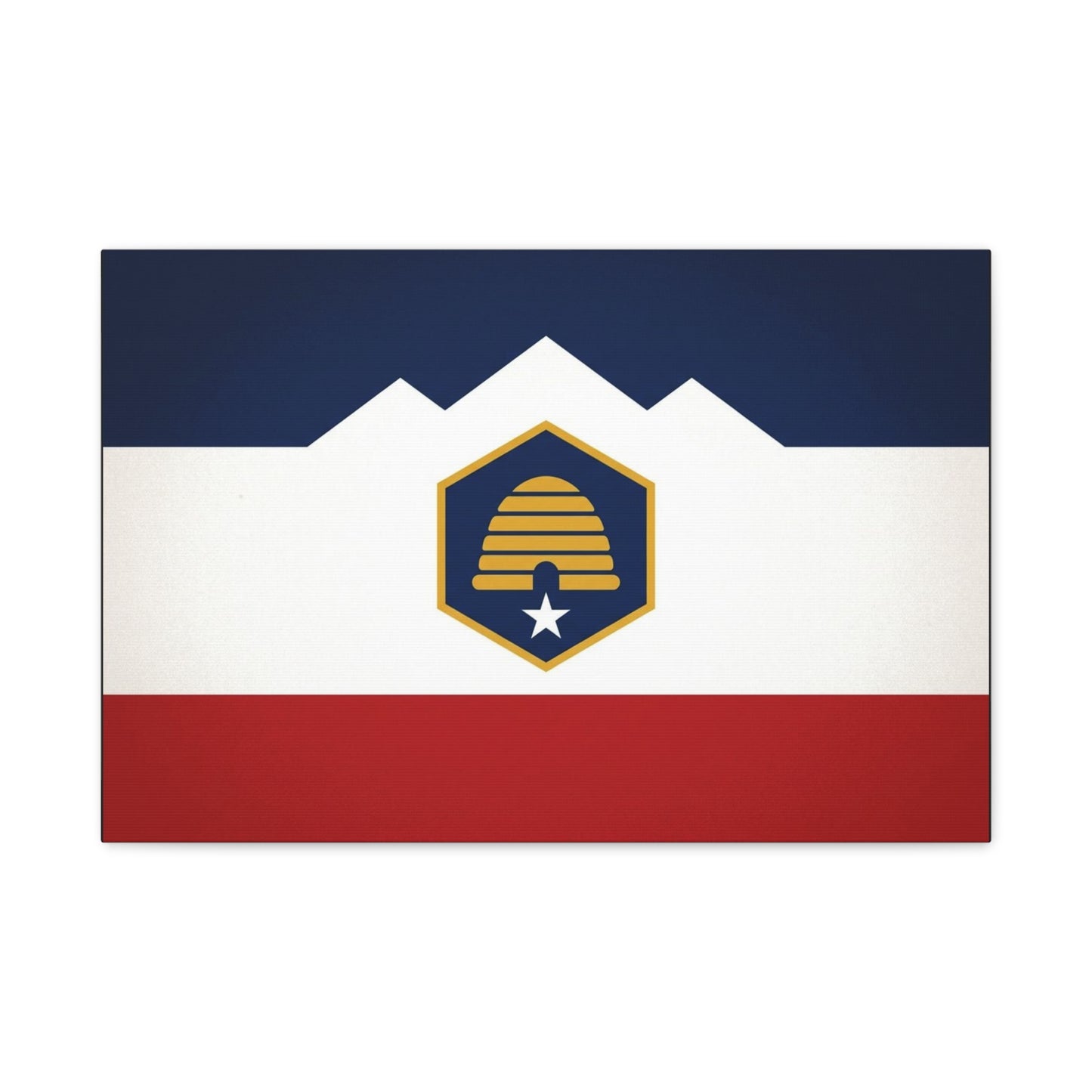 Acadia Flag Canvas Wall Art - Maine State Pride Print, Blue White Red Emblem Design - Minimalist Geometric Style - Living Room Decor, Office Wall Hanging - Bedroom Home Decoration - Ready to Hang