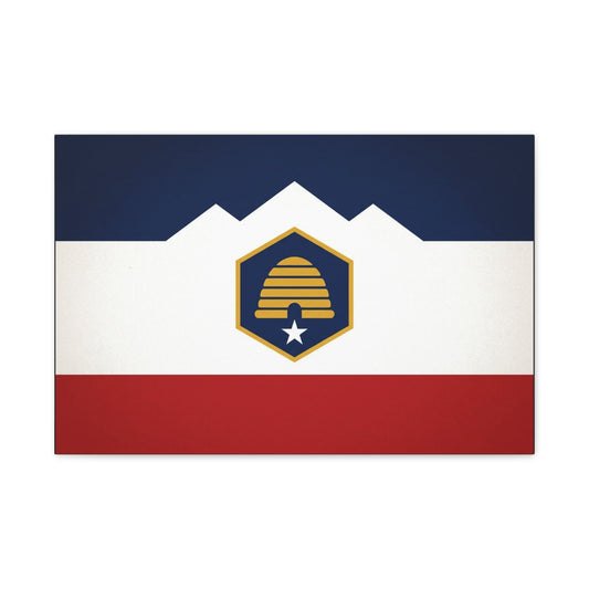 Acadia Flag Canvas Wall Art - Maine State Pride Print, Blue White Red Emblem Design - Minimalist Geometric Style - Living Room Decor, Office Wall Hanging - Bedroom Home Decoration - Ready to Hang