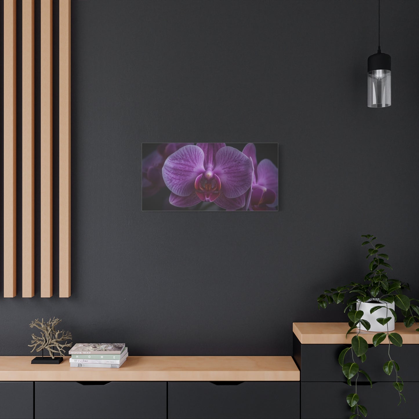 Purple Orchid Canvas Wall Art - Phalaenopsis Flower Macro Floral Print, Botanical Art Print, Cotton Canvas, Contemporary Style - Bedroom Wall Decor, Spa Wall Accent - Bedroom Home Decoration