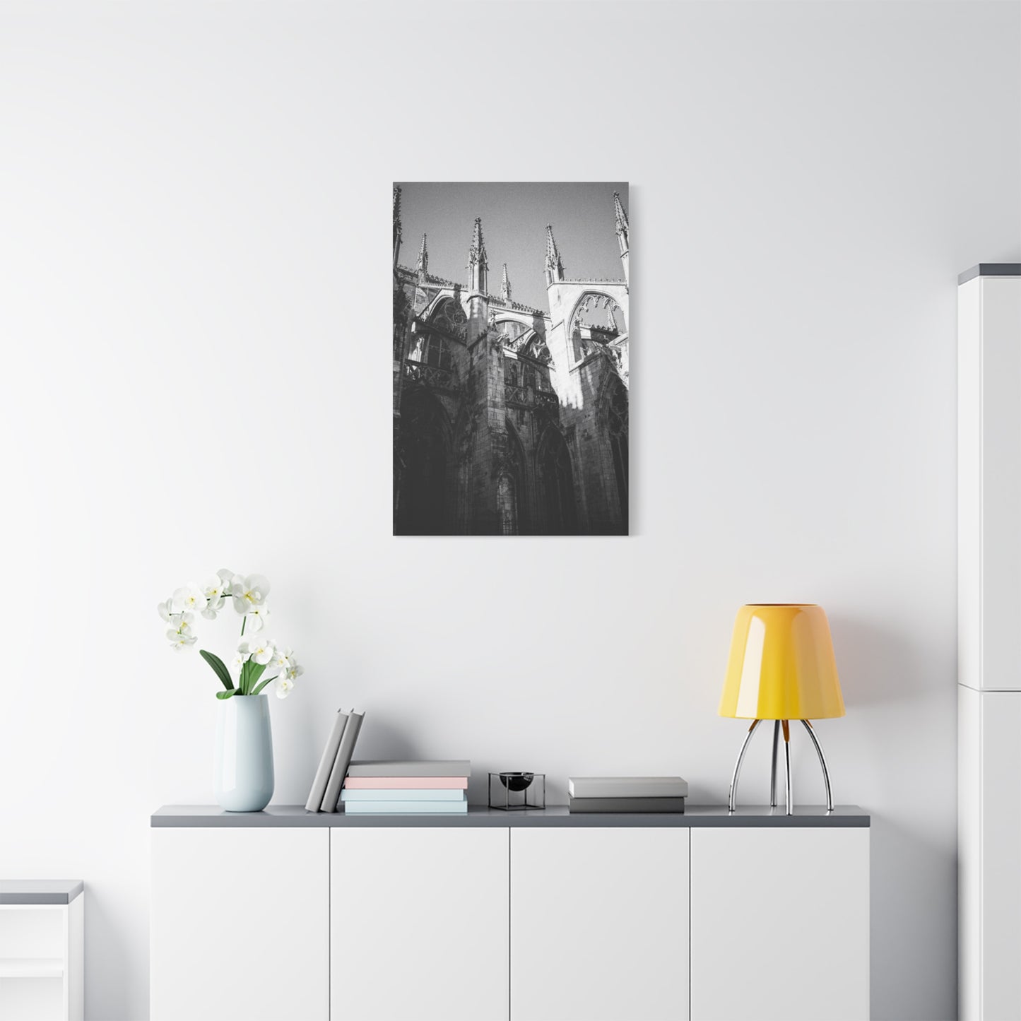 Gothic Cathedral Architecture Canvas Wall Art - Black And White Art Print - Vintage Stone Arches, Spires - Moody Traditional Style - Living Room Wall Decor Office Art - Modern Farmhouse Style