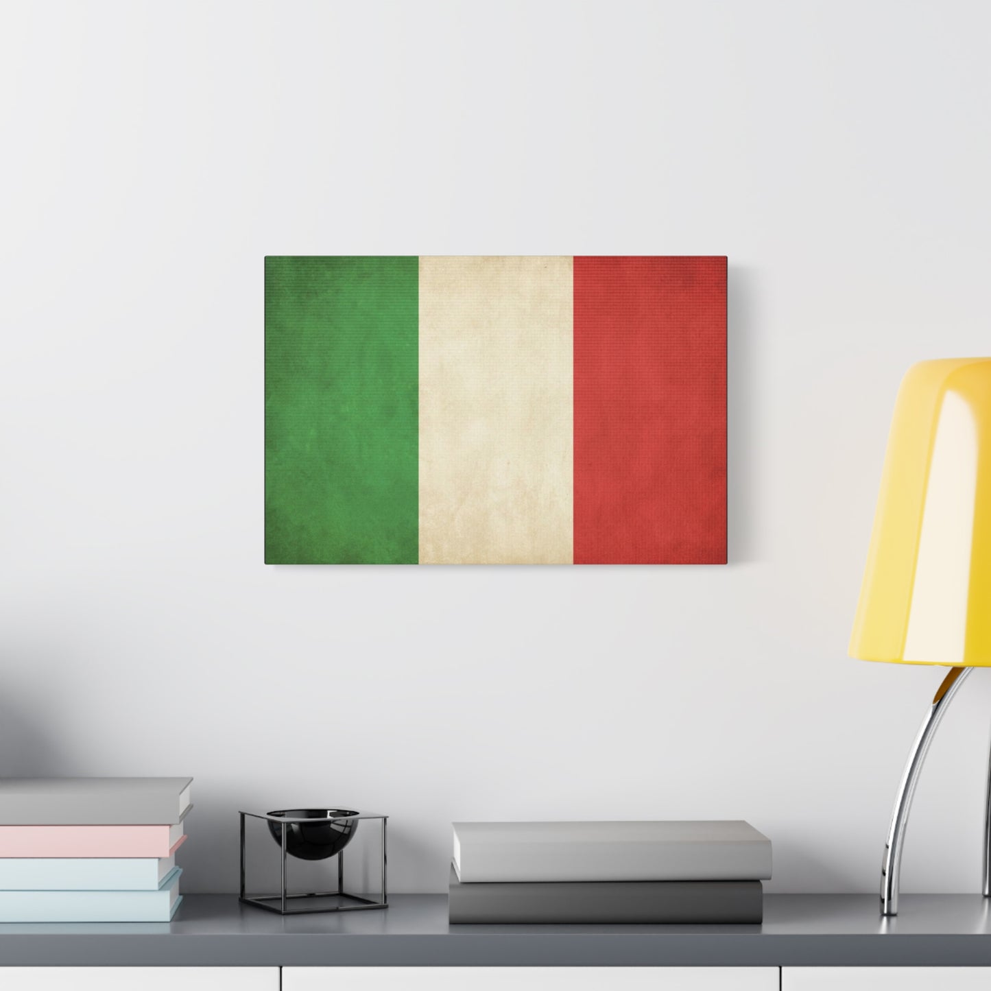 Italian Flag Canvas Wall Art - Vintage Tricolor National Prints, Rustic Textured Artwork - Matte Cotton Decor - Living Room Wall Decor, Office Art, Dorm Accent For Heritage Lovers - Ready to Hang