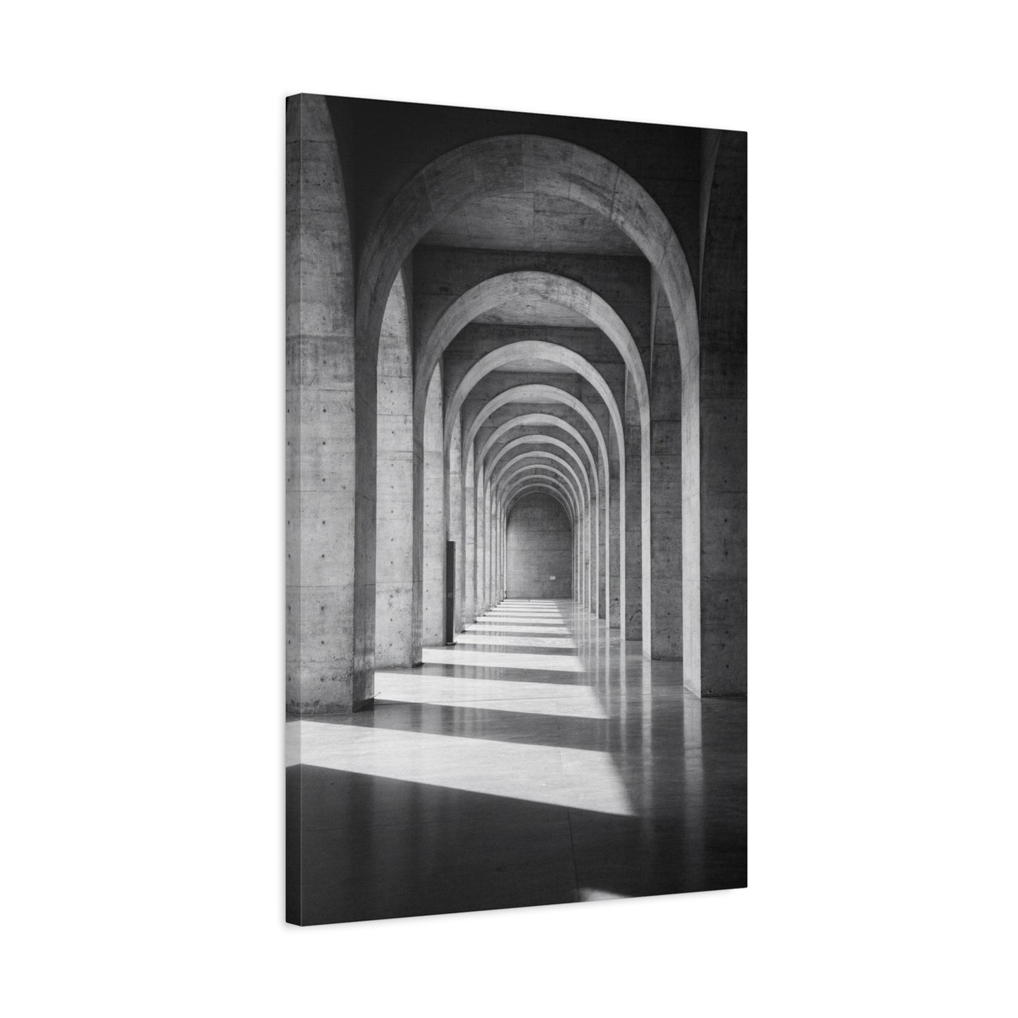Black And White Arched Hallway Canvas Wall Art - Minimalist Architecture Art Print, Modern Concrete Corridor Interior, Contemporary Living Room Wall Decor Office Art - Bedroom Home Decoration