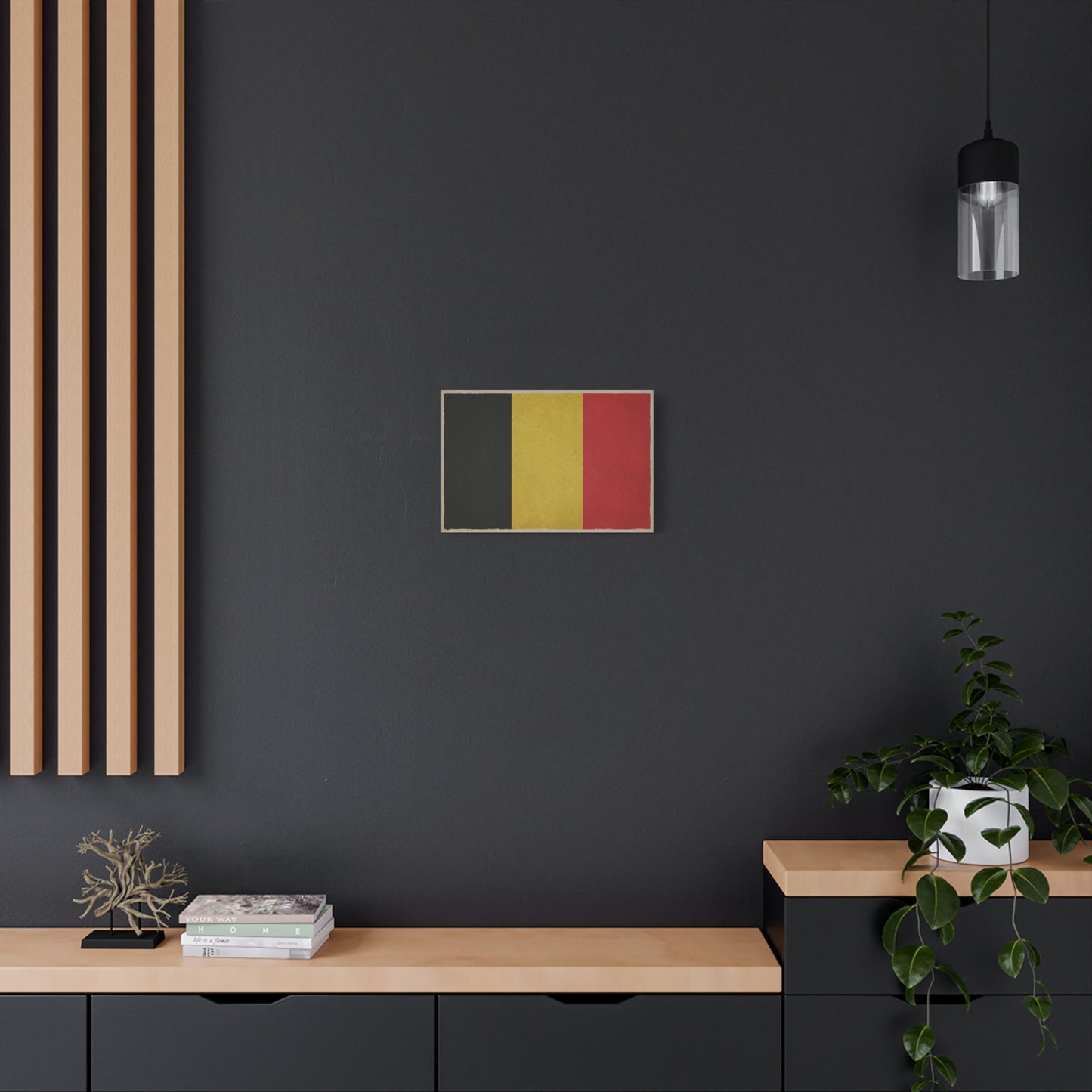 Belgium Flag Canvas Wall Art - Vintage Belgian Flag Print, Black Yellow Red Wall Decor - Rustic Patriotic Artwork - Living Room Home Decoration - Bedroom Home Decoration - Modern Farmhouse Style