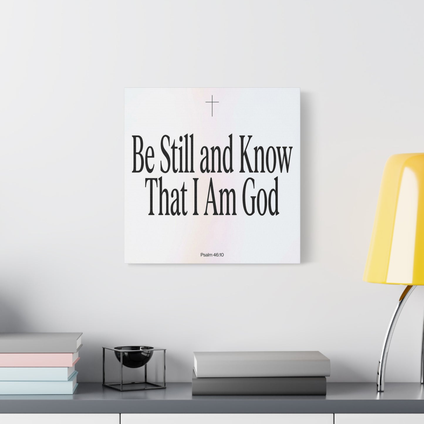 "Be Still And Know That I Am God" Canvas Wall Art - Psalm 46:10 Christian Bible Verse Scripture Print - Minimalist Black White Cross Decor - Bedroom Living Room Home Office Wall Hanging