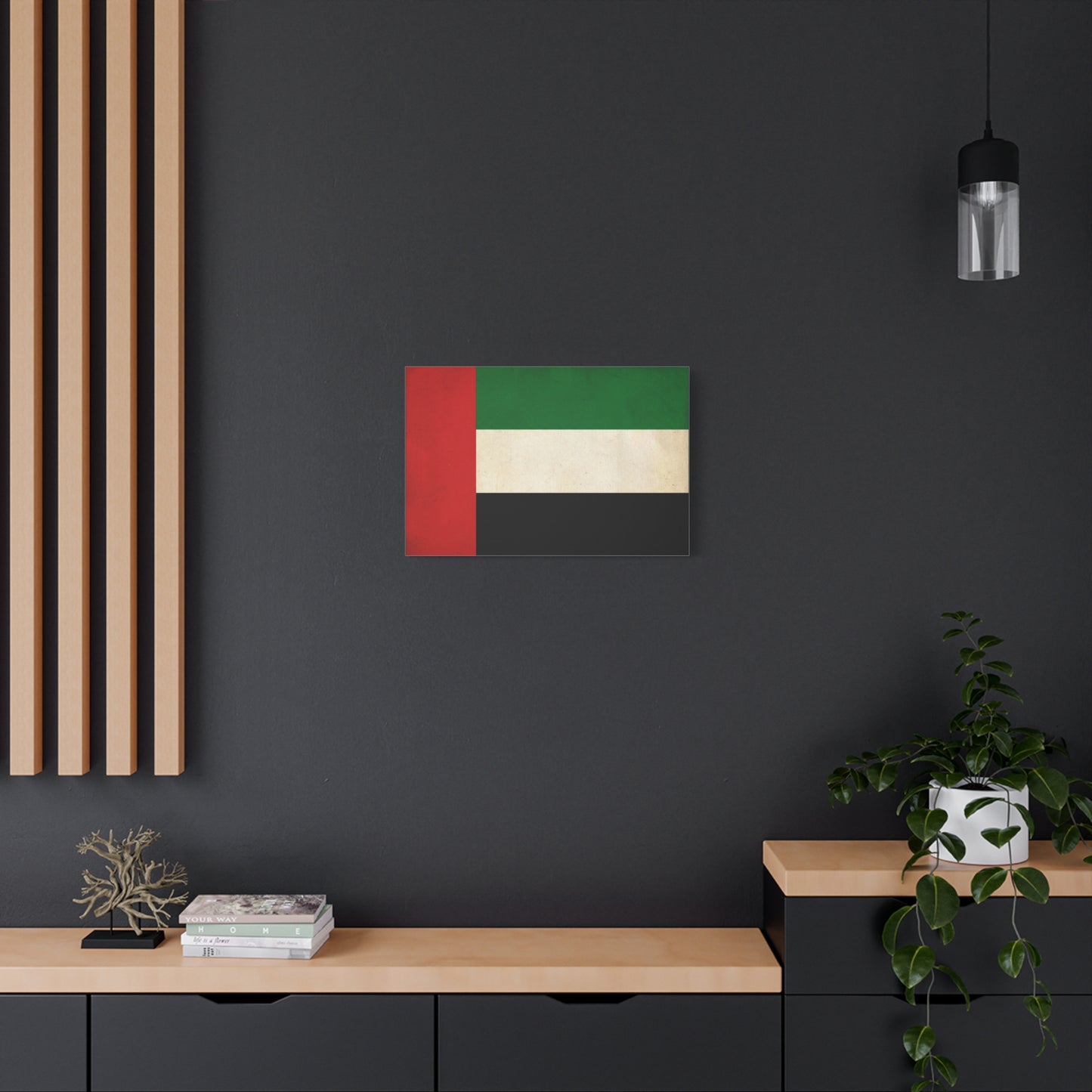United Arab Emirates Flag Canvas Wall Art - Vintage National Pride Decor, Distressed UAE Banner Print - Patriotic Minimalist Style - Living Room Wall Decor, Office Accent - Bedroom Home Decoration