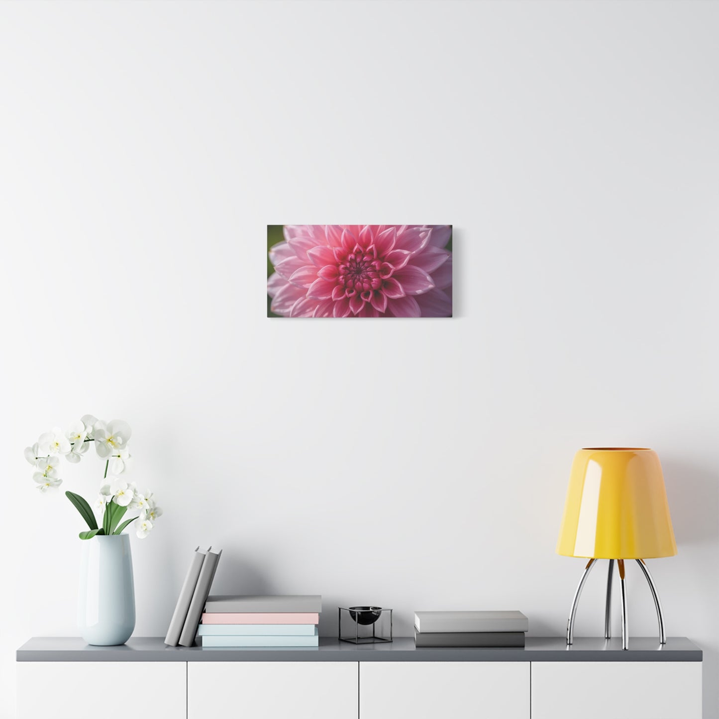 Pink Dahlia Canvas Wall Art - Floral Close Up Bloom, Botanical Wall Decor - Soft Focus Cotton Print - Contemporary Style, Bedroom Home Decoration, Bathroom Accent - Bedroom Home Decoration