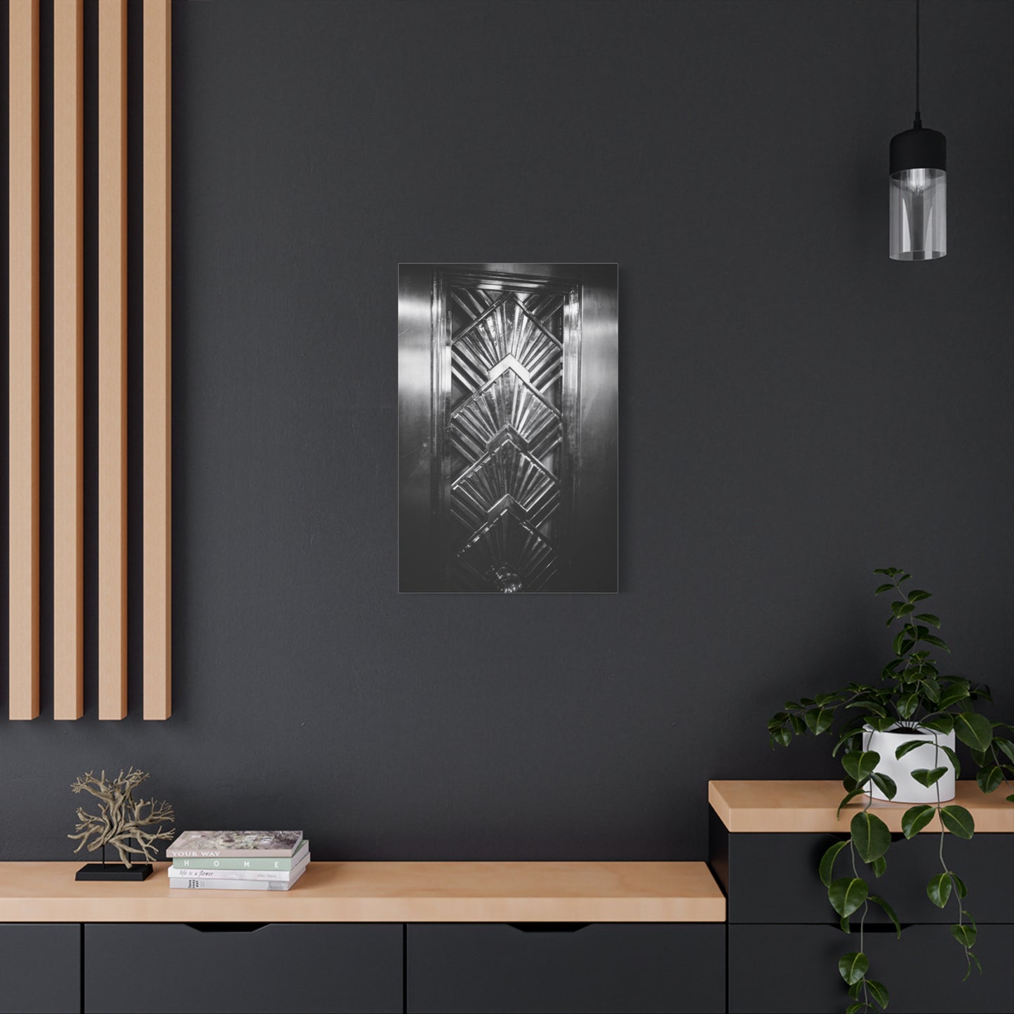 Art Deco Door Art Print Canvas Print - Geometric Black And White Architectural Panel - Monochrome Modern Interior Picture - Hallway Decor, Home Office Accent, Minimalist Design - Office Wall Art