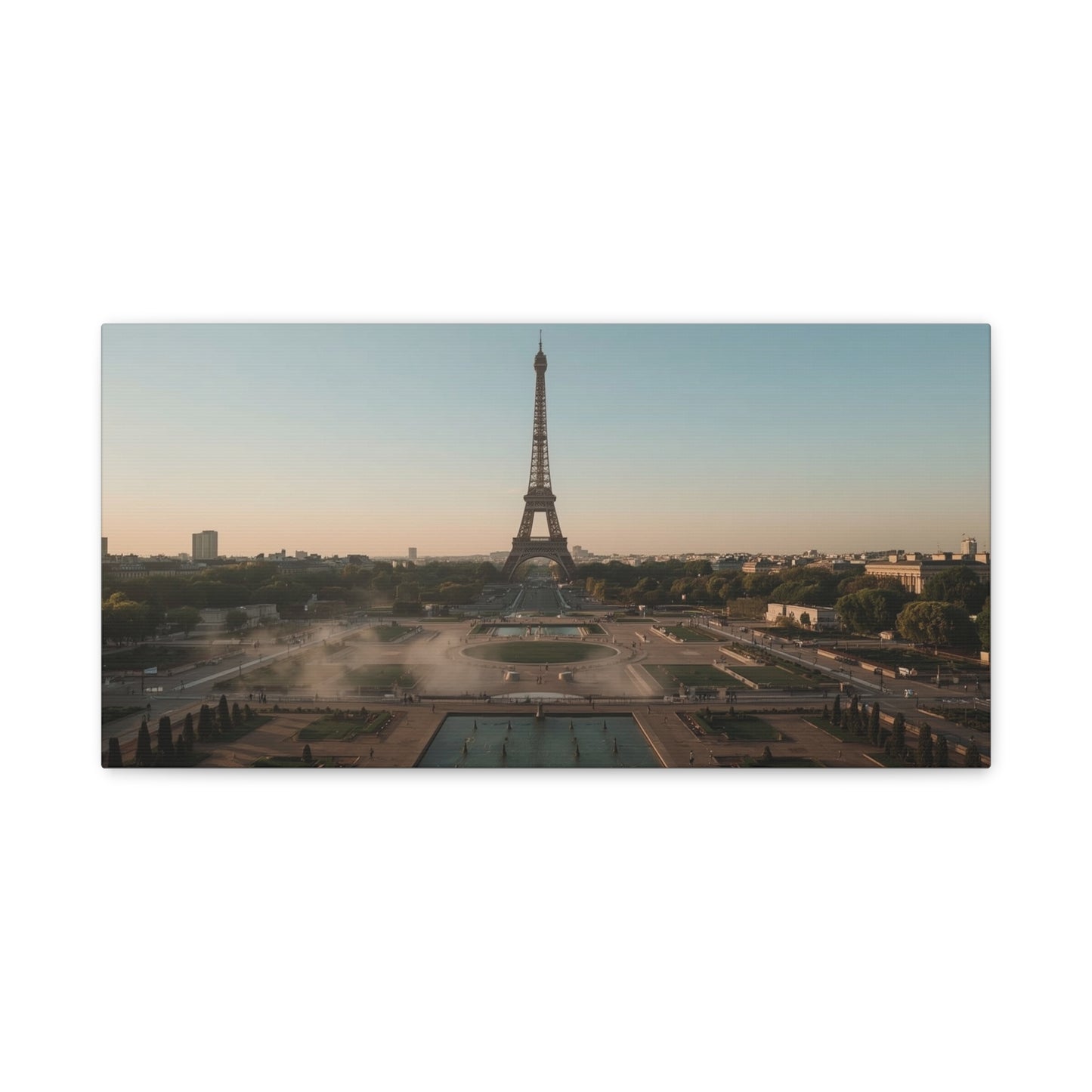 Eiffel Tower Canvas Wall Art Paris Cityscape Print - Soft Sunrise Art Print, Matte Finish Canvas Print - Contemporary Travel Wall Decor, Living Room Home Accent, Office Art - Bedroom Home Decoration