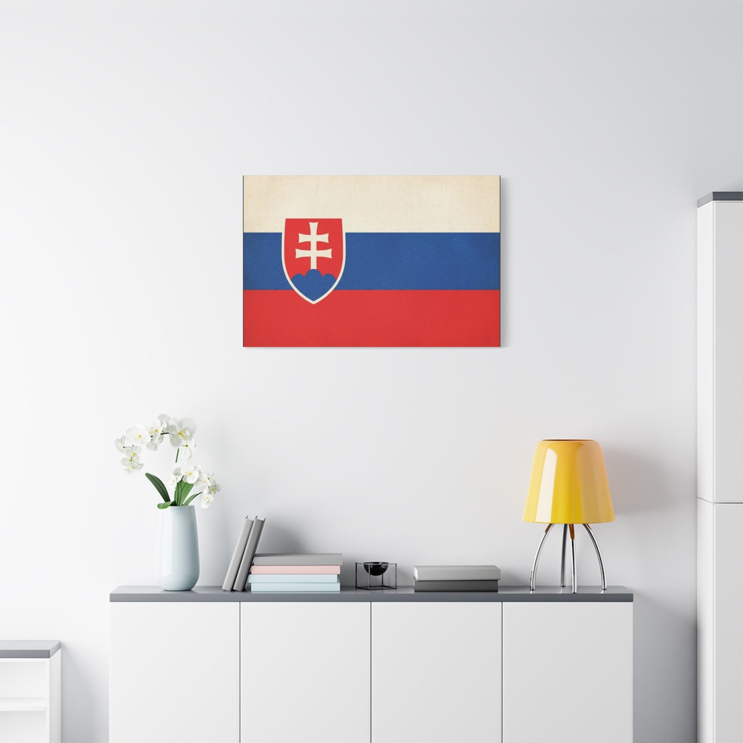 Slovakia Flag Canvas Wall Art - Vintage Slovak Republic Banner Print, Patriotic Heritage Decor - Minimalist National Color Design - Living Room Wall Decor - Bedroom Home Decoration - Ready to Hang
