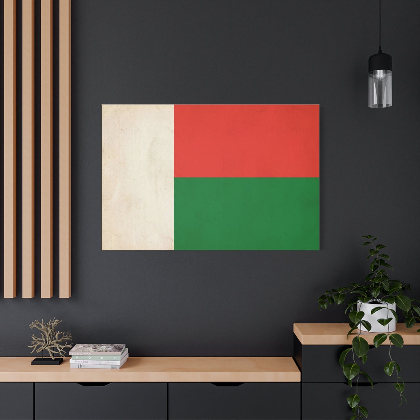 Madagascar Flag Canvas Wall Art - Vintage National Banner Print, Patriotic Tricolor Decor - Matte Cotton Canvas - Living Room Wall Decor, Office Art, Dorm Accent For Heritage Spaces - Ready to Hang
