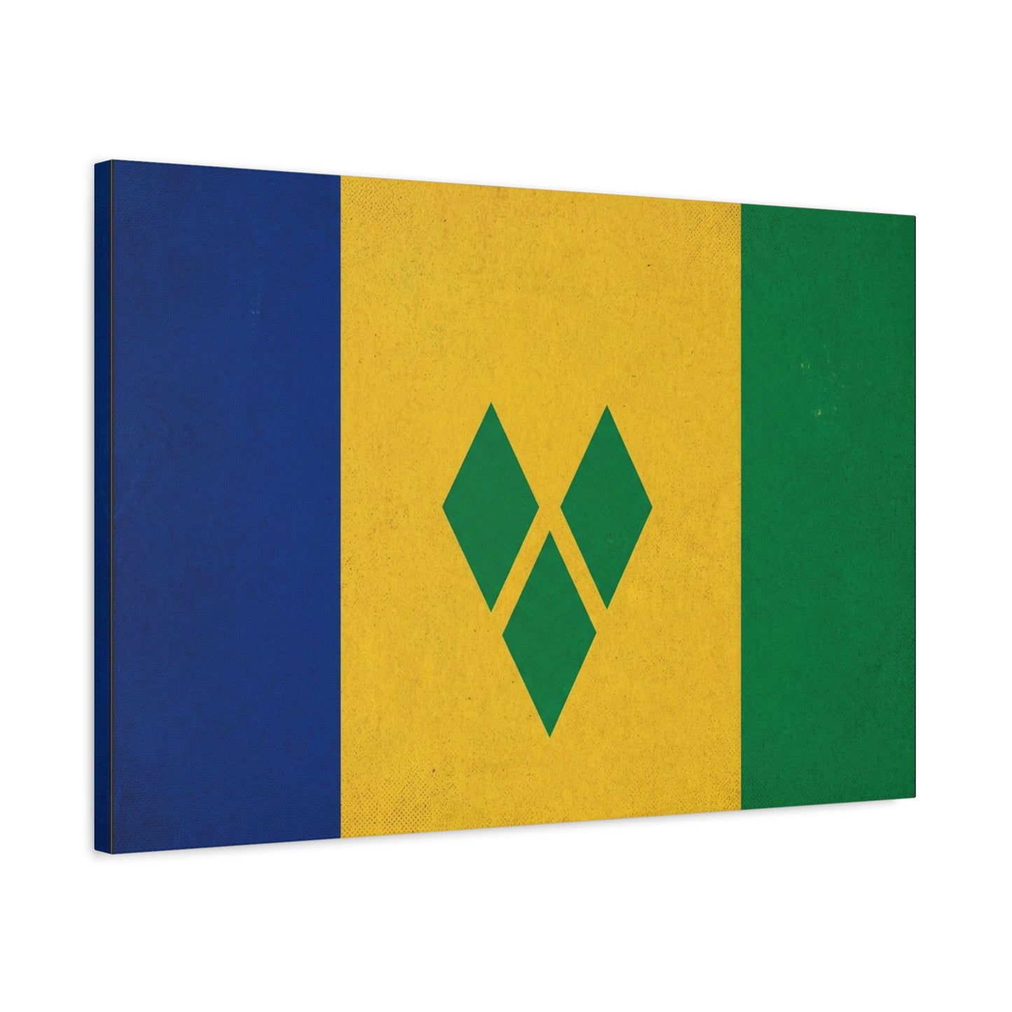 Saint Vincent Flag Canvas Wall Art - Blue Yellow Green Caribbean Flag Print - Vintage Textured Island Pride Decor - Living Room Wall Decor, Bedroom Home Decoration - Bedroom Home Decoration