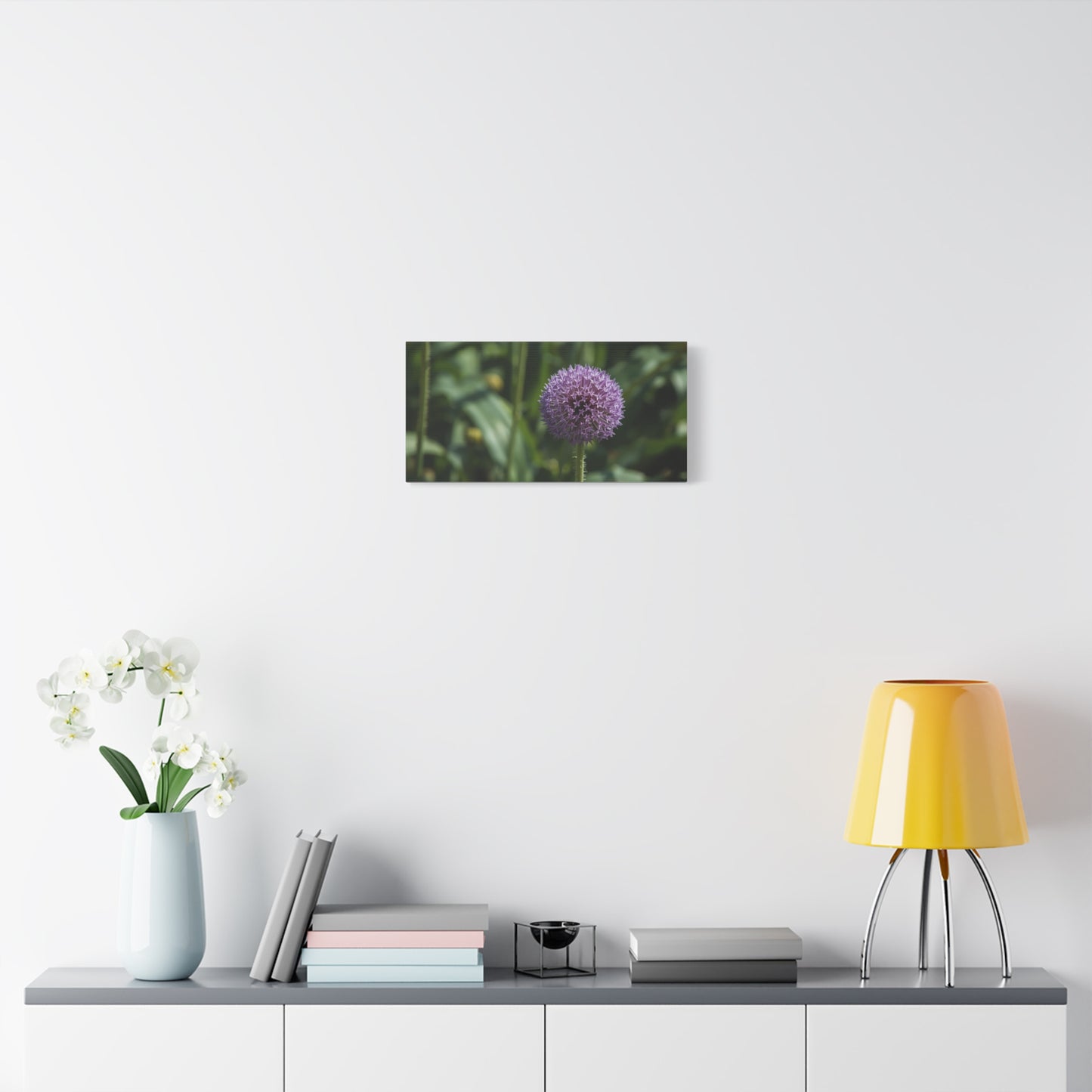 Purple Allium Flower Canvas Wall Art - Botanical Art Print, Soft Focus Garden Bloom - Matte Cotton Art Print - Contemporary Floral Style - Bedroom Wall Decor, Spa Wall Accent - Ready to Hang