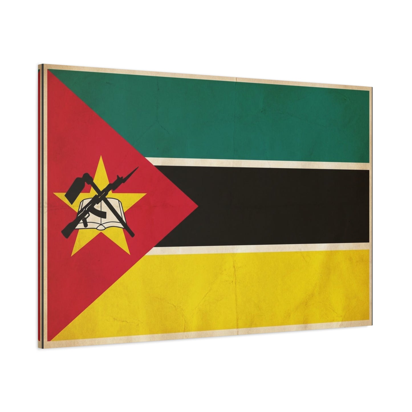 Mozambique Flag Canvas Wall Art - Vintage National Banner Print, Patriotic Home Decor, Cultural Wall Hanging, Living Room Decoration, Office Accent - Bedroom Home Decoration - Modern Farmhouse Style