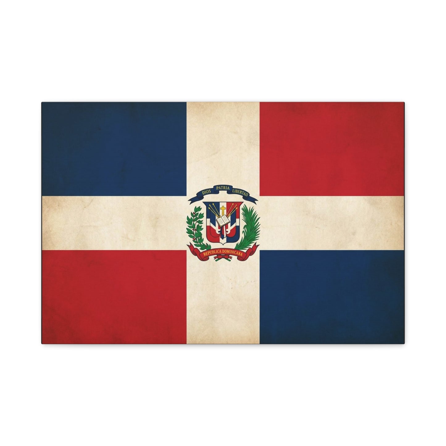 Dominican Republic Flag Canvas Wall Art - Dios Patria Libertad, Republica Dominicana - Vintage Patriotic Print - Heritage Decor For Living Room, Office, Dorm Wall Display - Bedroom Home Decoration