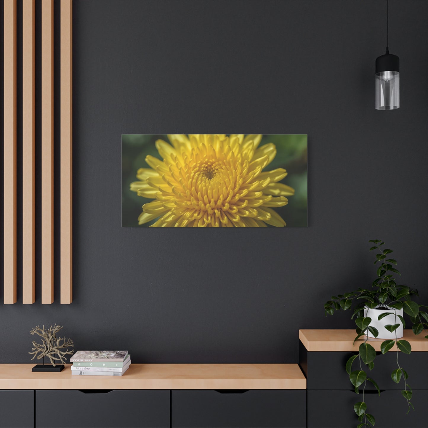 Yellow Chrysanthemum Canvas Wall Art - Floral Macro Art Print, Botanical Canvas Print - Modern Matte Decor, Bedroom Wall Accent, Living Room Home Decoration Office Art - Bedroom Home Decoration