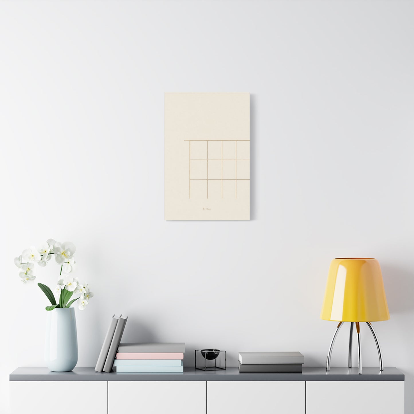 "Be Here" Minimalist Line Canvas Wall Art - Neutral Geometric Abstract Print, Japandi Modern Home Decor - Calm Bedroom Decoration, Living Room Accent, Meditation Space Artwork - Living Room Wall Decor