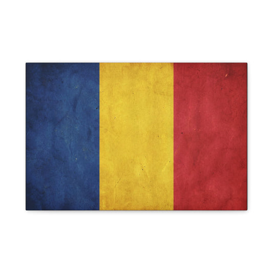 Romania Flag Canvas Wall Art - Vintage Tricolor Country Print, Rustic Patriotic Decor - Textured Cotton Canvas - Living Room Home Decoration, Office Accent - Living Room Wall Decor - Ready to Hang