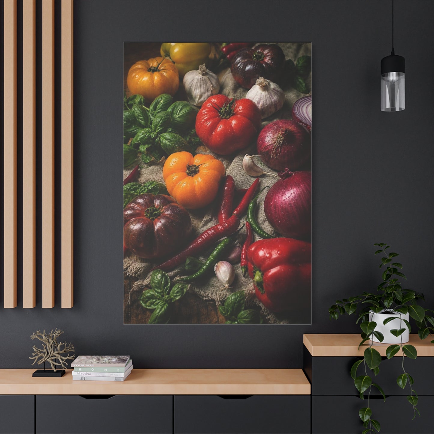 Heirloom Tomato Still Life Canvas Wall Art - Rustic Kitchen Produce Art Print - Matte Cotton Canvas - Traditional Food Wall Decor, Dining Room Accent, Farmhouse Interior Style - Ready to Hang