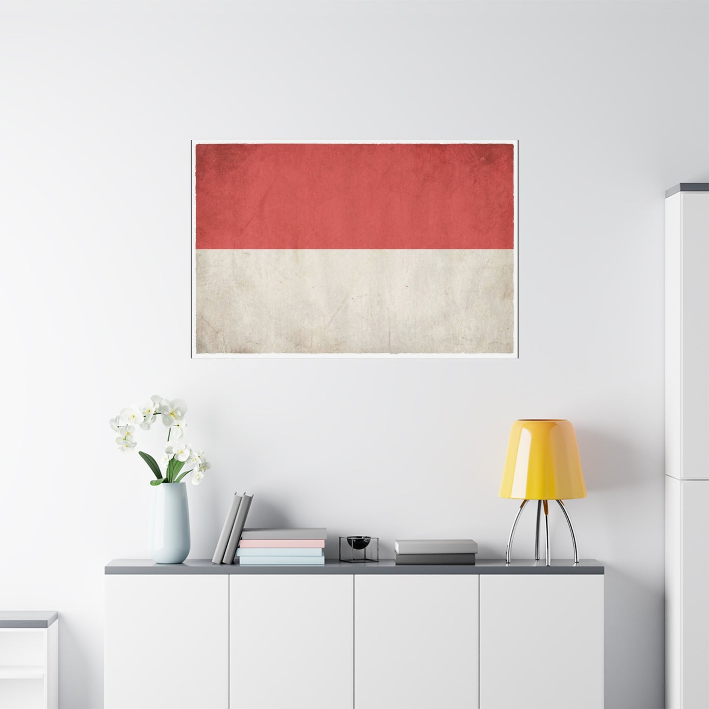Indonesia Flag Canvas Wall Art - Vintage Red And White Banner Print, Minimalist Patriotic Decor - Matte Cotton Artwork - Living Room Wall Decor, Office Art, Dorm Accent - Bedroom Home Decoration