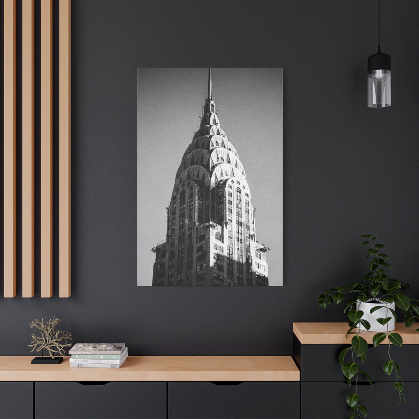 Chrysler Building Canvas Wall Art - Black And White New York City Architecture Print, Art Deco Skyscraper Art Print - Modern Monochrome Office Wall Decor, Living Room Accent - Modern Farmhouse Style