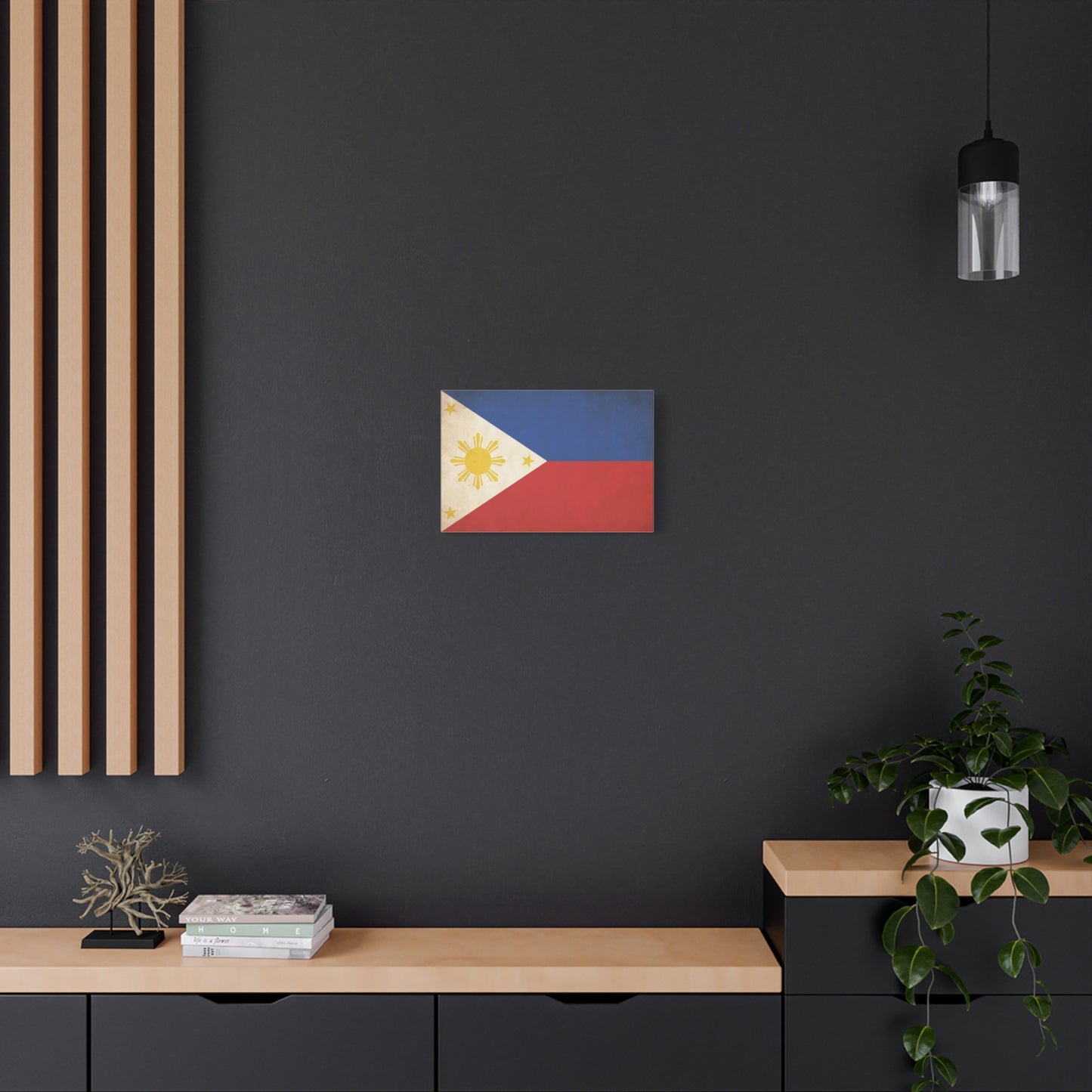 Philippines Flag Canvas Wall Art - Vintage Filipino Pride Decor, Sun And Three Stars Print - Traditional Patriotic Style - Living Room Wall Decor, Bedroom Home Decoration - Bedroom Home Decoration